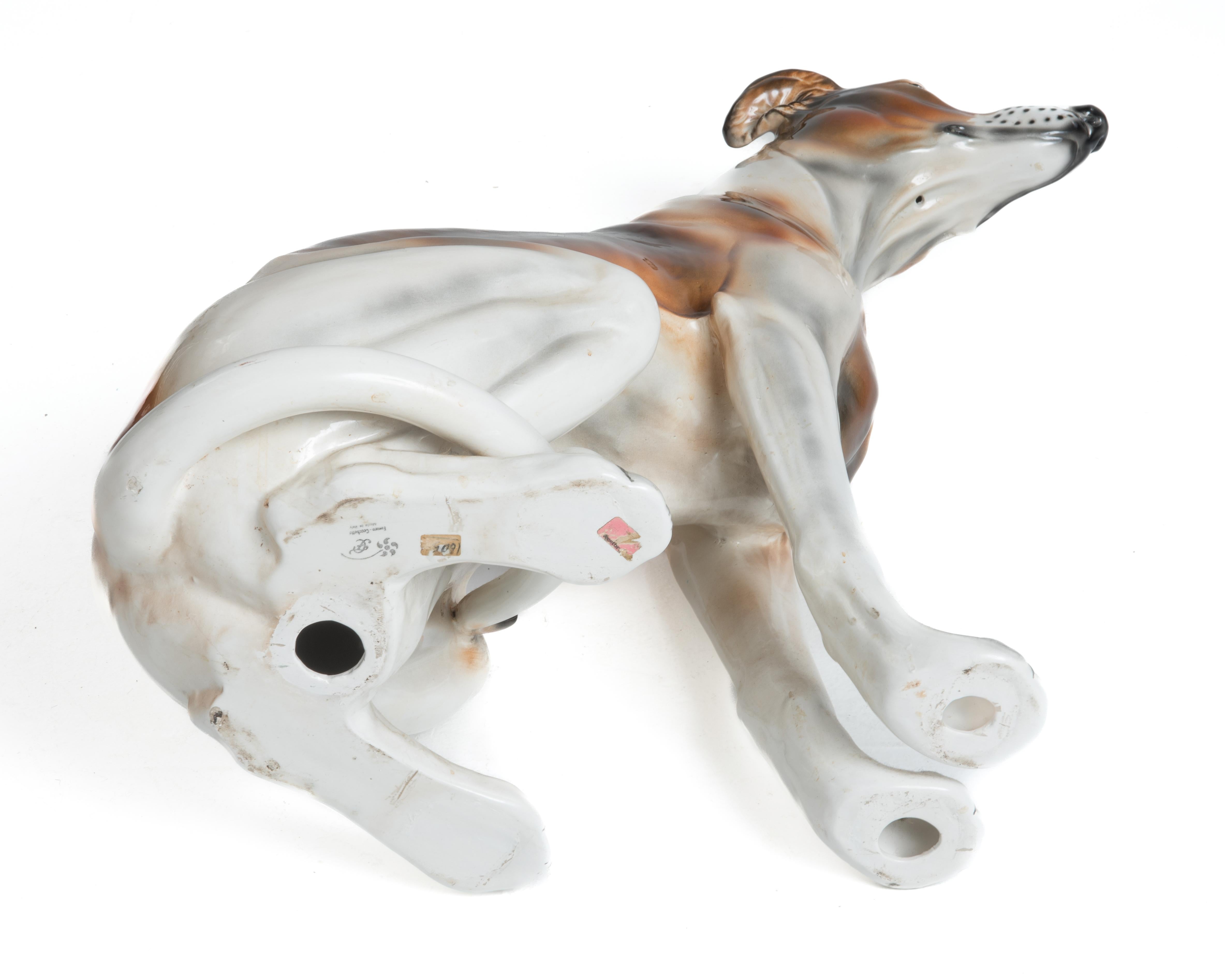Italian Greyhound Sculpture Ceramic Terra Cotta Life Size Favaro Cecchetto  For Sale 8