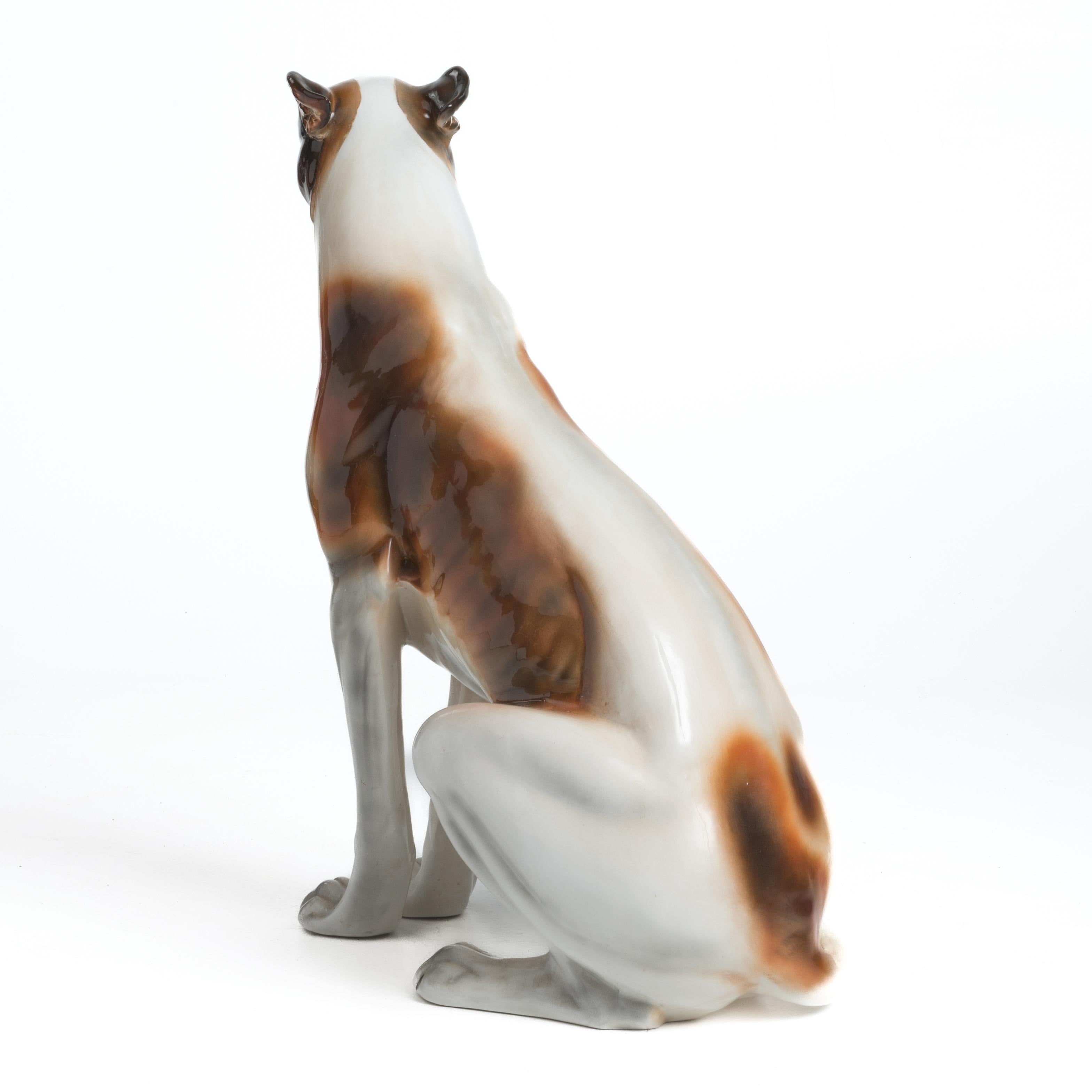 Mid-20th Century Italian Greyhound Sculpture Ceramic Terra Cotta Life Size Favaro Cecchetto  For Sale