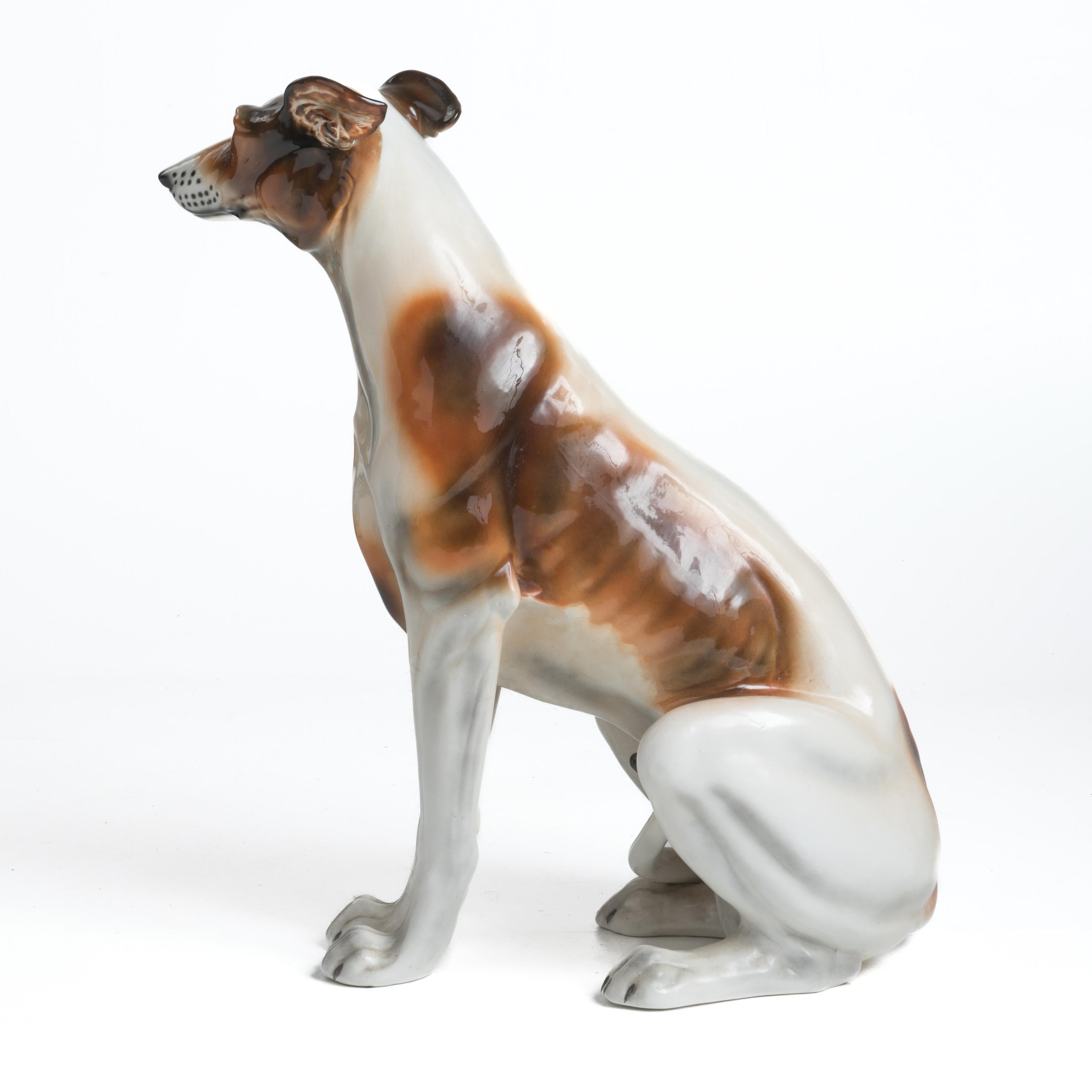 Italian Greyhound Sculpture Ceramic Terra Cotta Life Size Favaro Cecchetto  For Sale 1