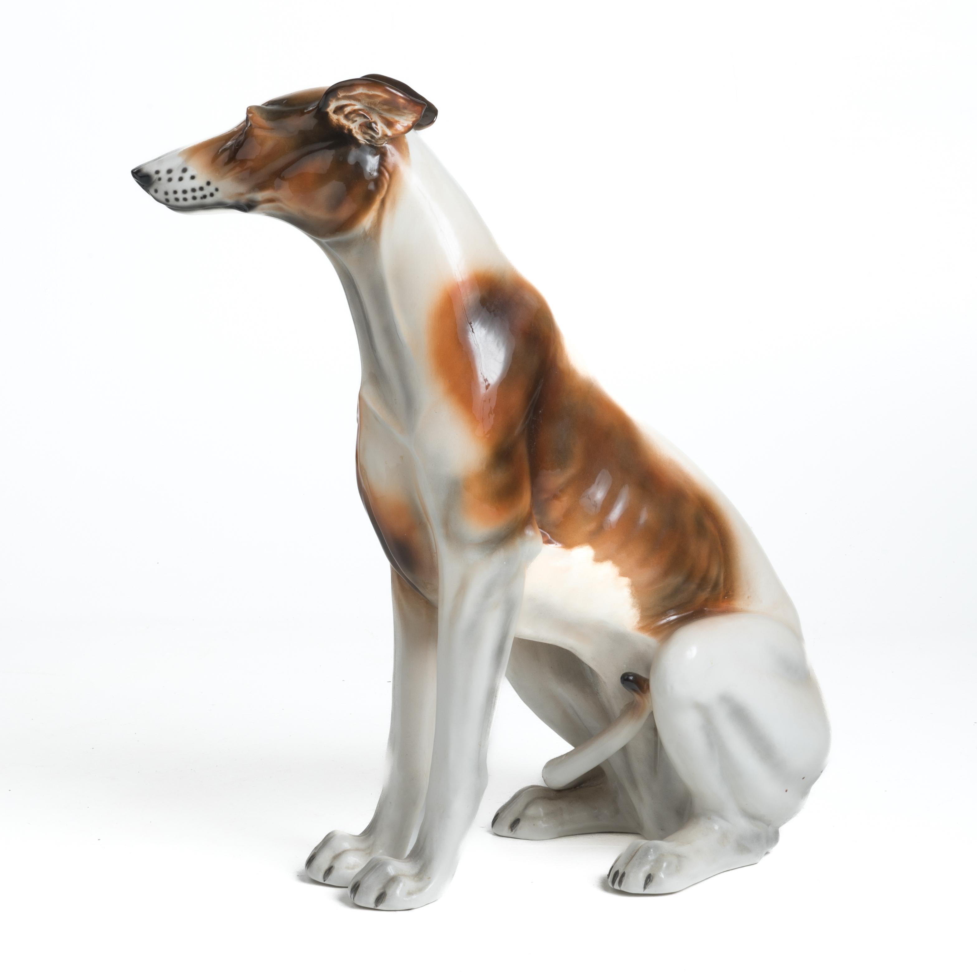 Italian Greyhound Sculpture Ceramic Terra Cotta Life Size Favaro Cecchetto  For Sale 2