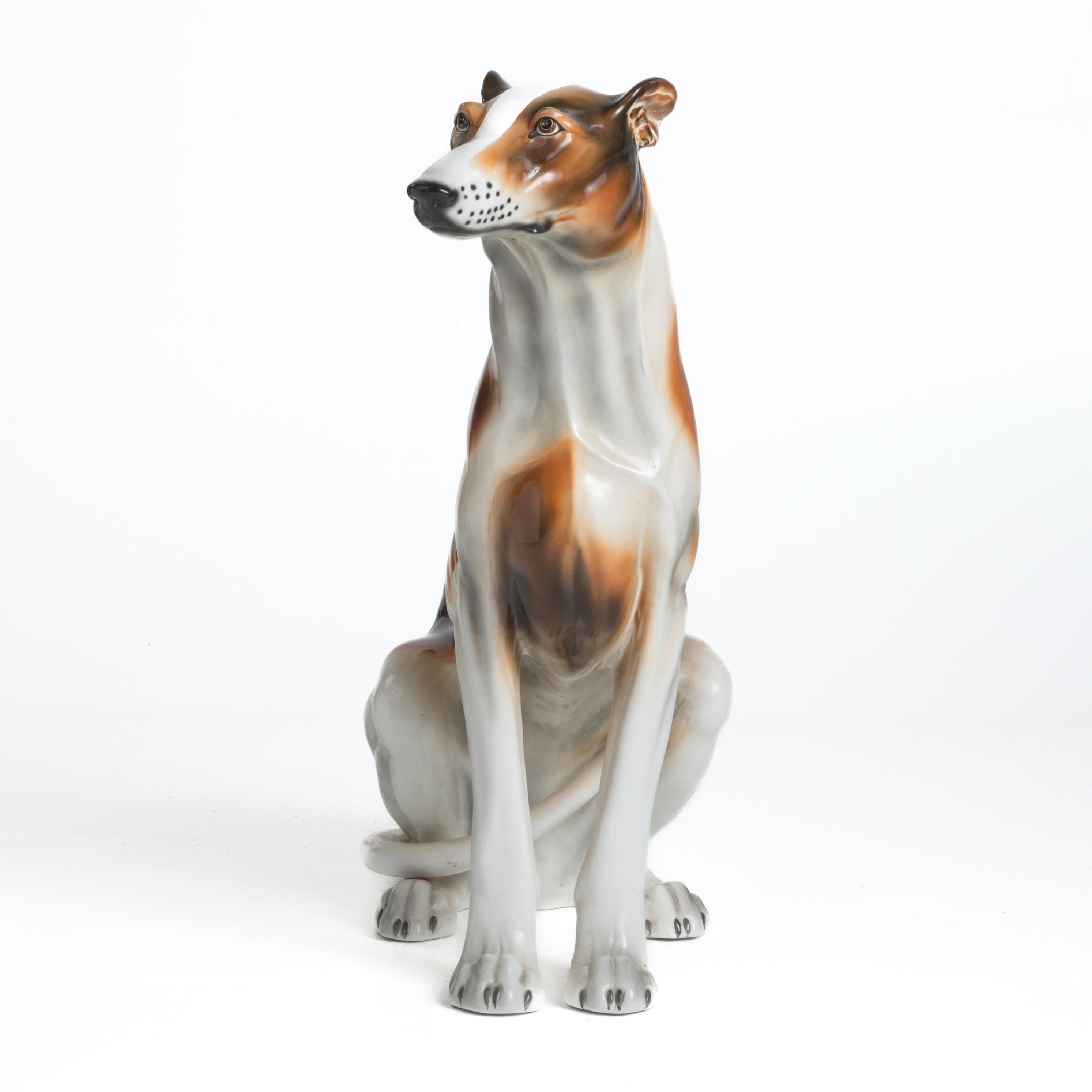Italian Greyhound Sculpture Ceramic Terra Cotta Life Size Favaro Cecchetto  For Sale 3