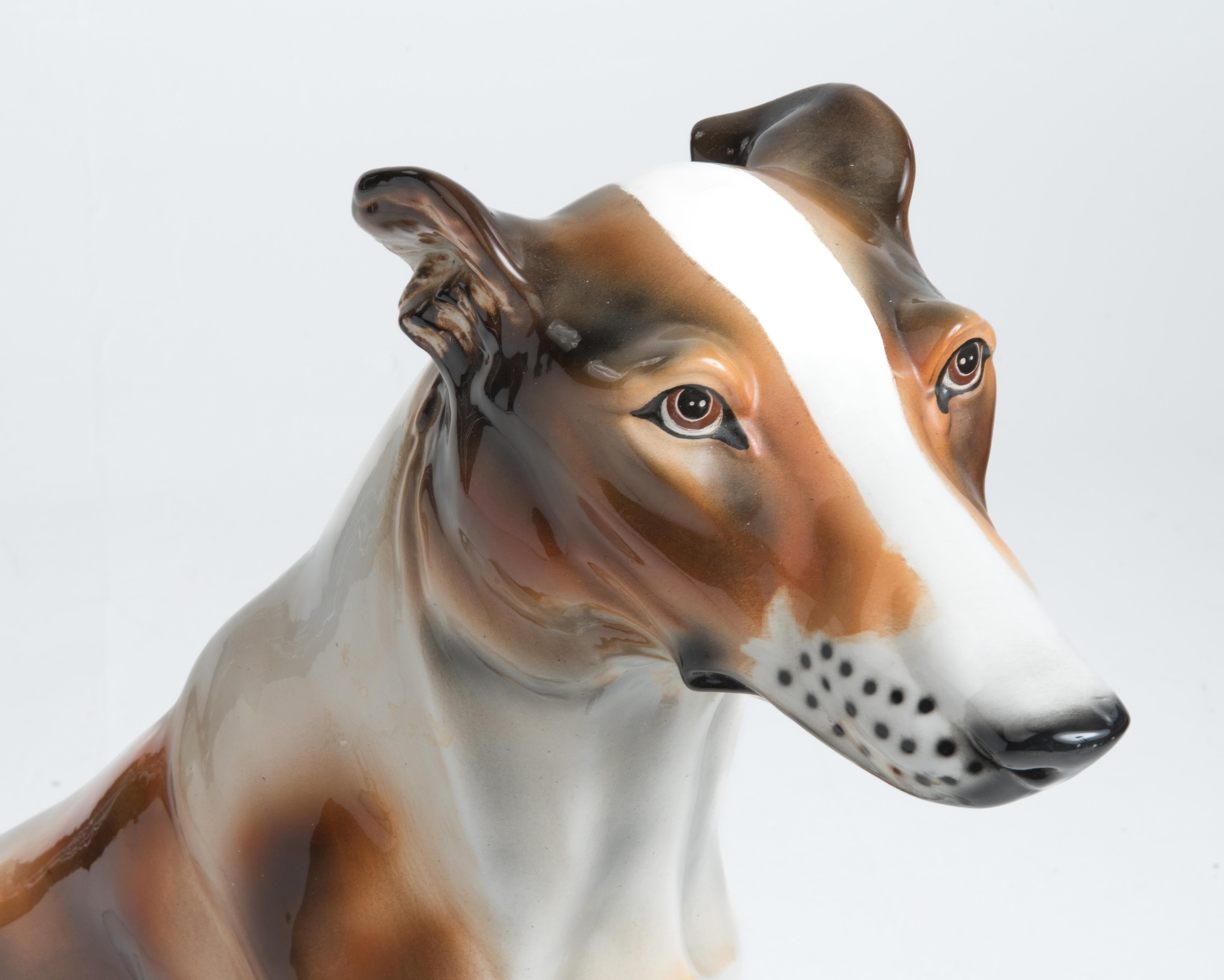Italian Greyhound Sculpture Ceramic Terra Cotta Life Size Favaro Cecchetto  For Sale 4