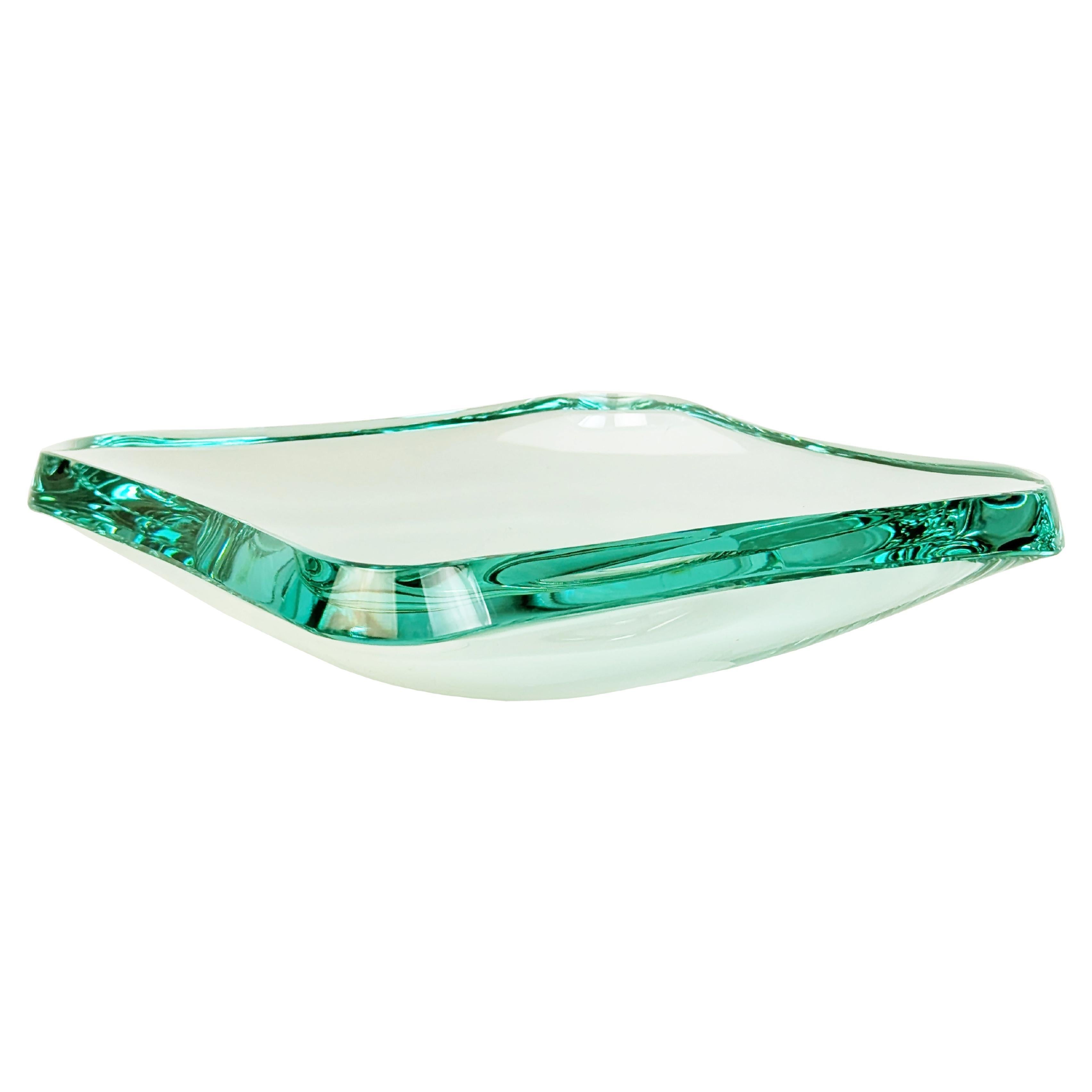 Bol et centre de table italiens en verre meulé et taillé des années 1960 par Fontana Arte en vente