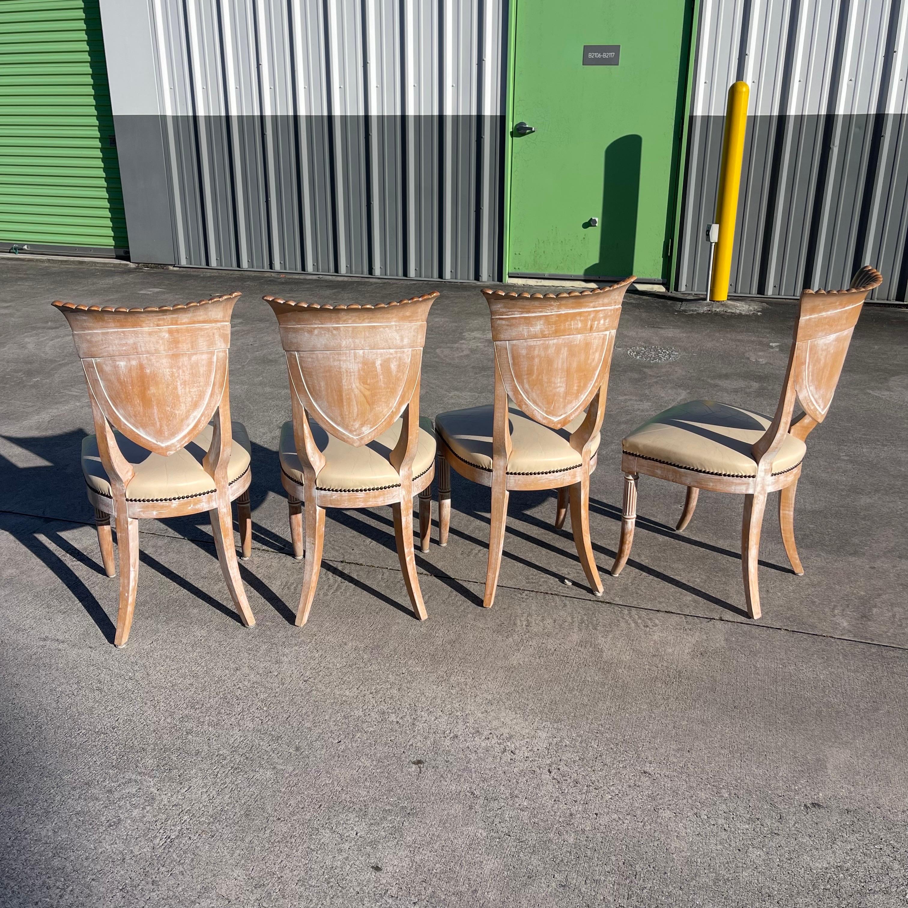 Sedie in legno ceramicato con schienale a smerlo in stile grotta italiana, set di 4 pezzi in vendita 7