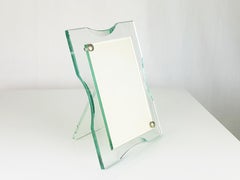 Cornice italiana in vetro smerigliato e metallo degli anni '50 alla maniera di Fontana Arte