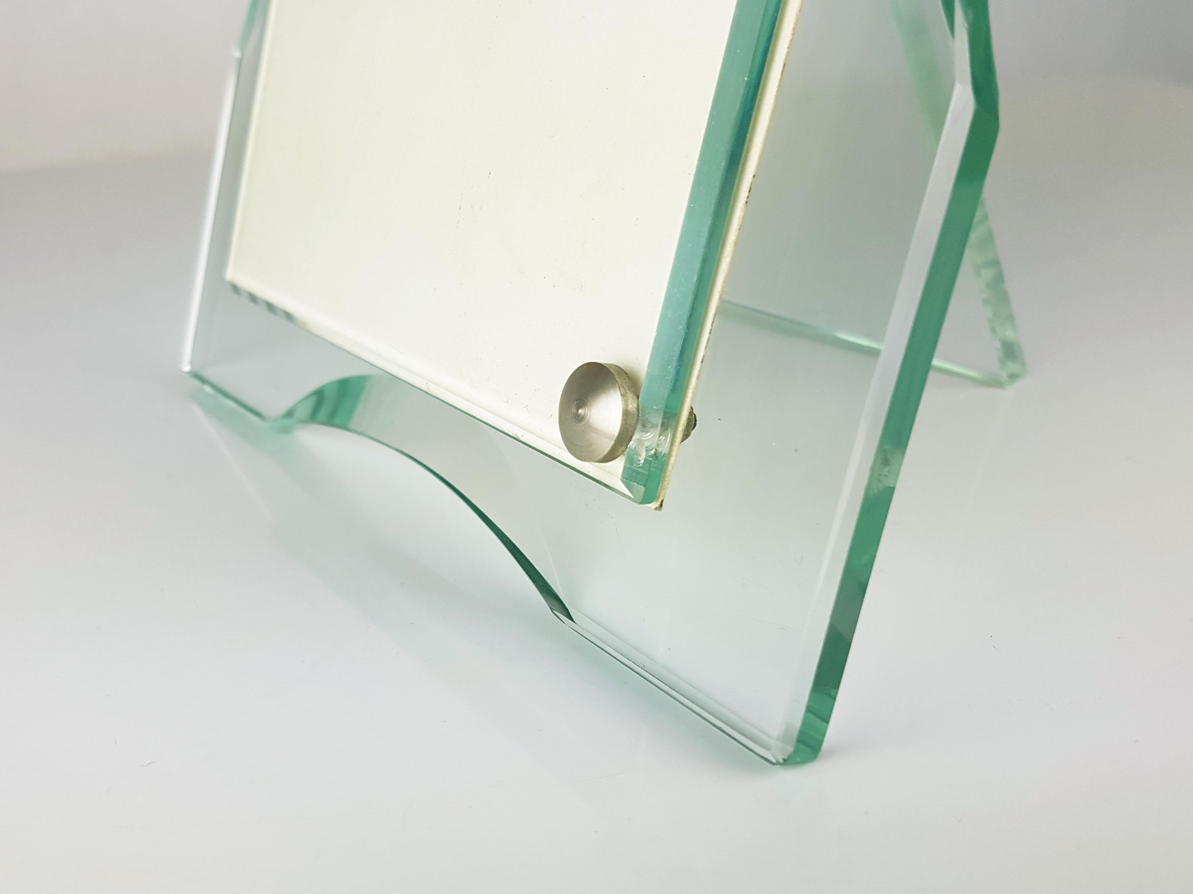 Italian Ground Glass & Metal 1950s Picture Frame in the Manner of Fontana Arte For Sale 2