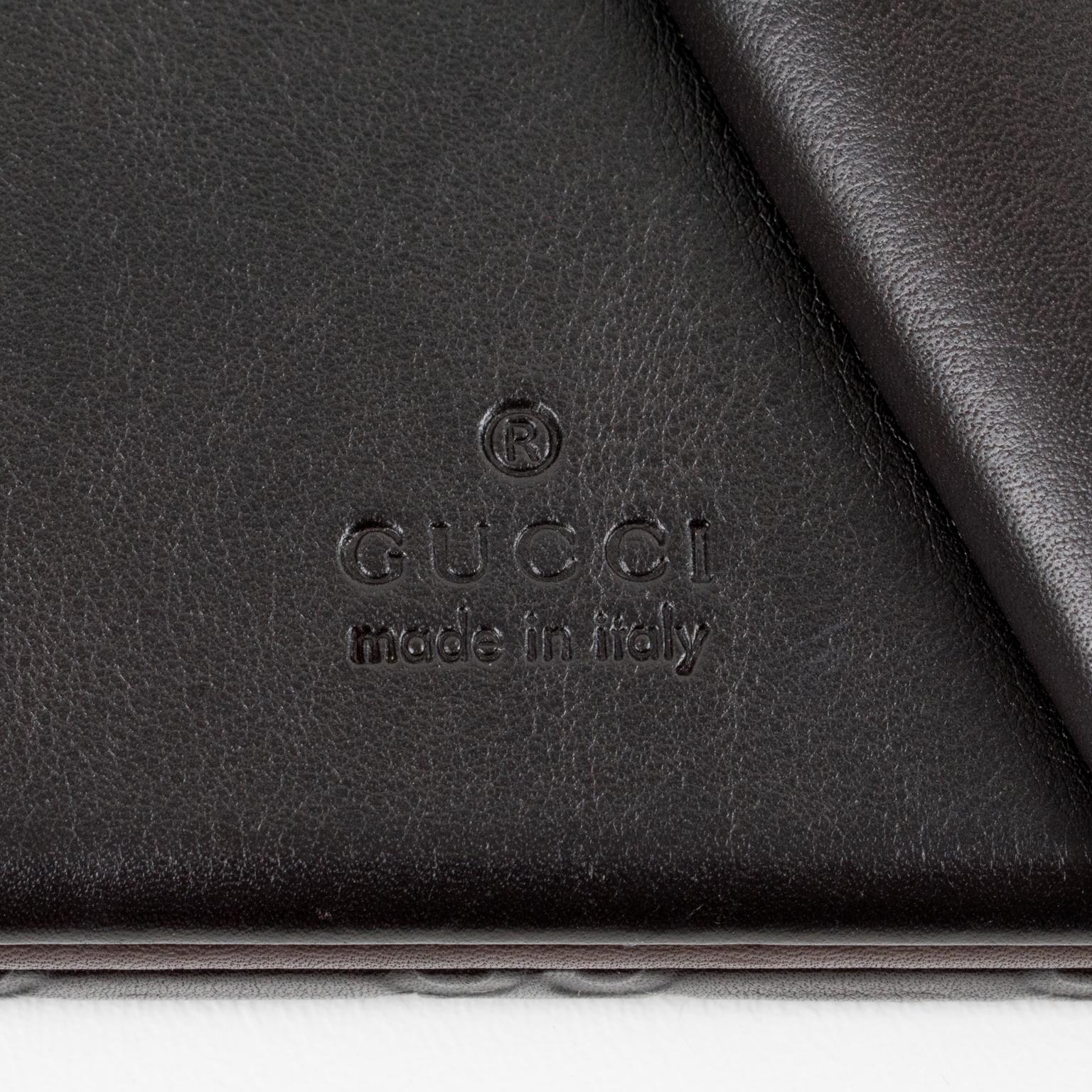 Italian Gucci Hand-Stitched Black Leather Picture Frame In Excellent Condition In Atlanta, GA