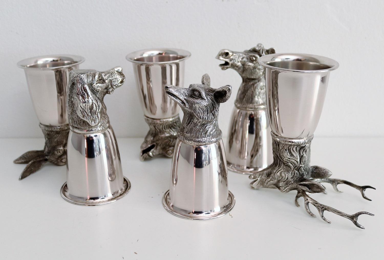 Italian Gucci Silver Plated Drinking Cups in Different Animal Shapes Signed 5