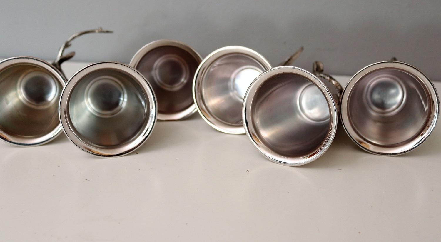 Italian Gucci Silver Plated Drinking Cups in Different Animal Shapes Signed 6