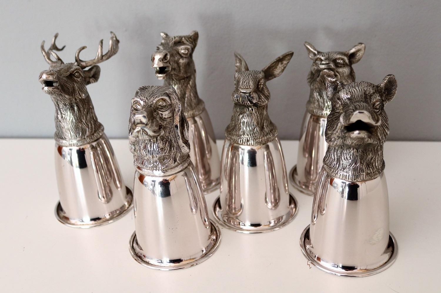 Italian Gucci Silver Plated Drinking Cups in Different Animal Shapes Signed 10