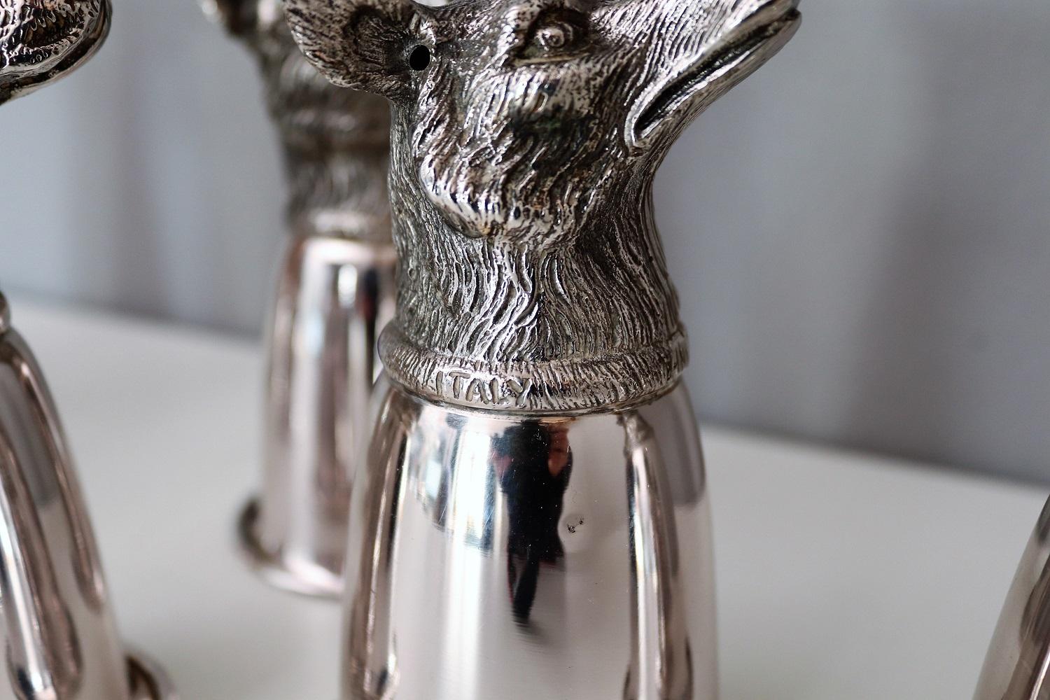 Late 20th Century Italian Gucci Silver Plated Drinking Cups in Different Animal Shapes Signed