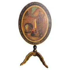 Gueridón italiano Mesa auxiliar plegable o de pedestal Napoleón III finales del s. XIX