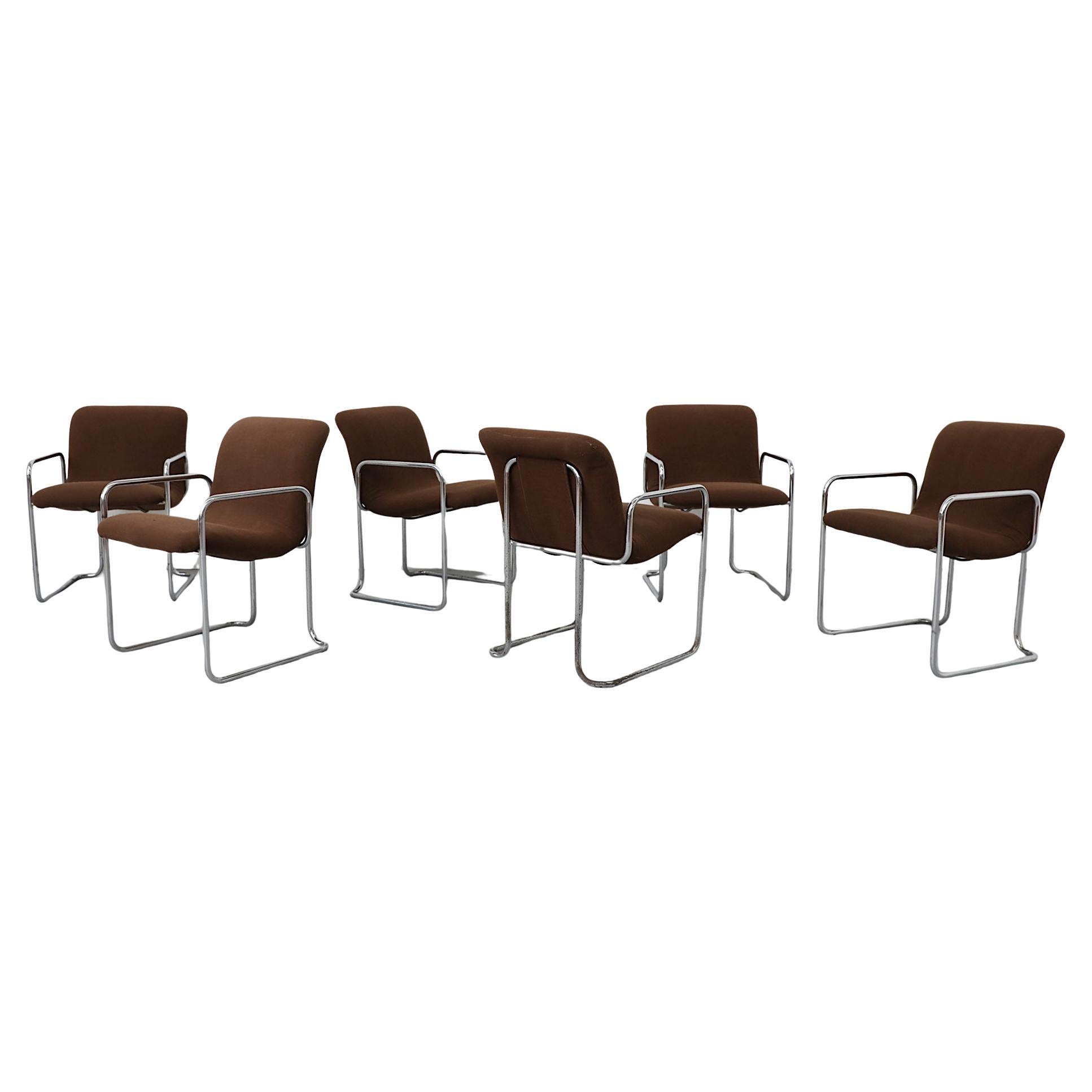 Italian Guido Faleschini Style Chrome Framed Armchairs