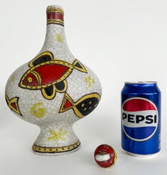 Italian Guido Gambone Glazed Ceramic Vessel with Stopper, Signed on Underside