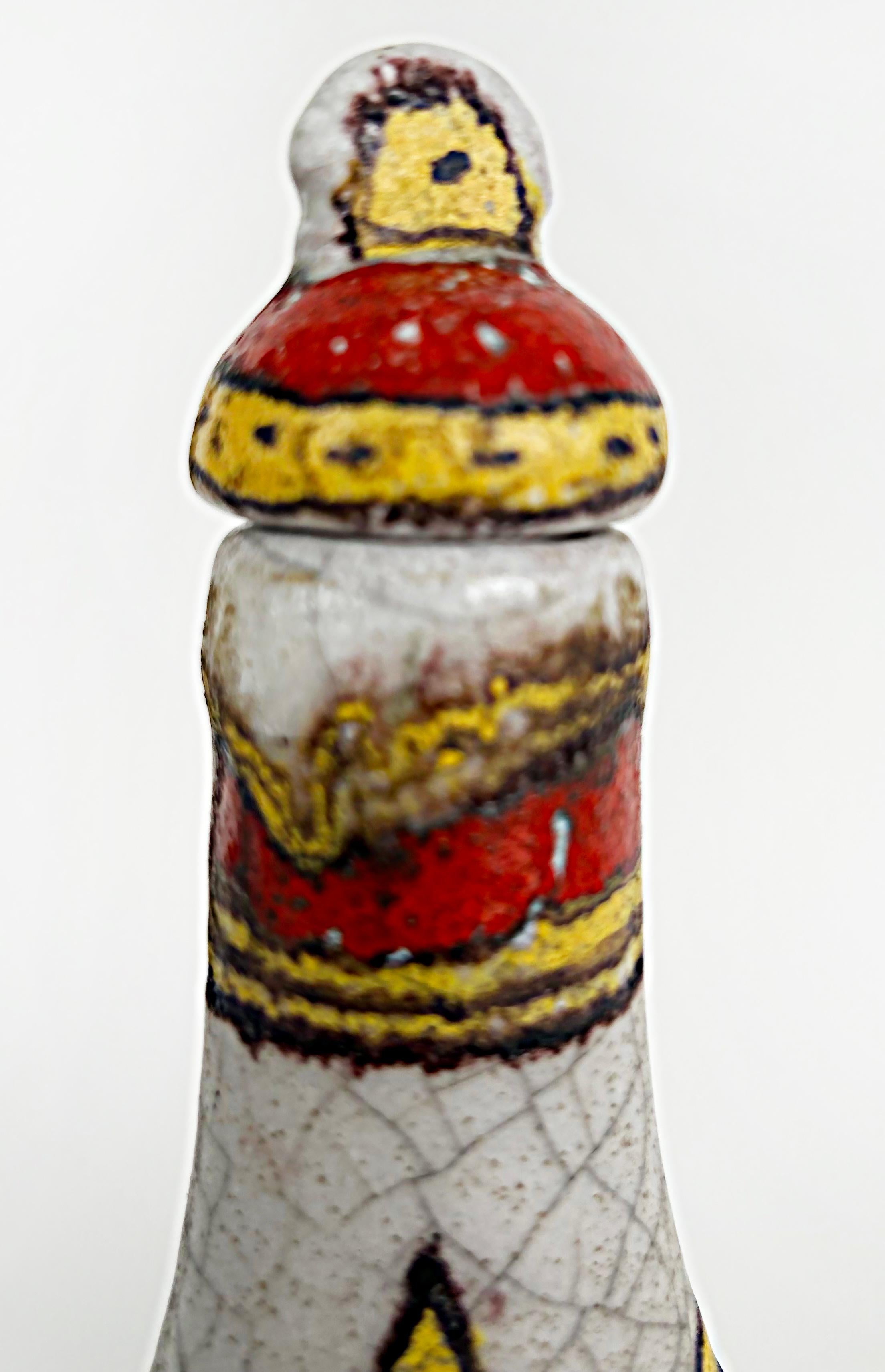 Italian Guido Gambone Glazed Ceramic Vessel with Stopper, Signed on Underside For Sale 3