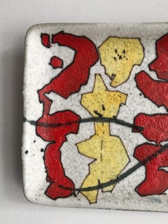 Italian Guido Gambone Wall Enameled Ceramic Tray Wall Decoration, 1950s