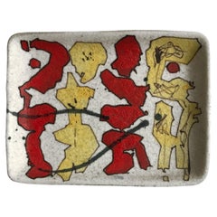 Italian Guido Gambone Wall Enameled Ceramic Tray Wall Decoration, 1950s