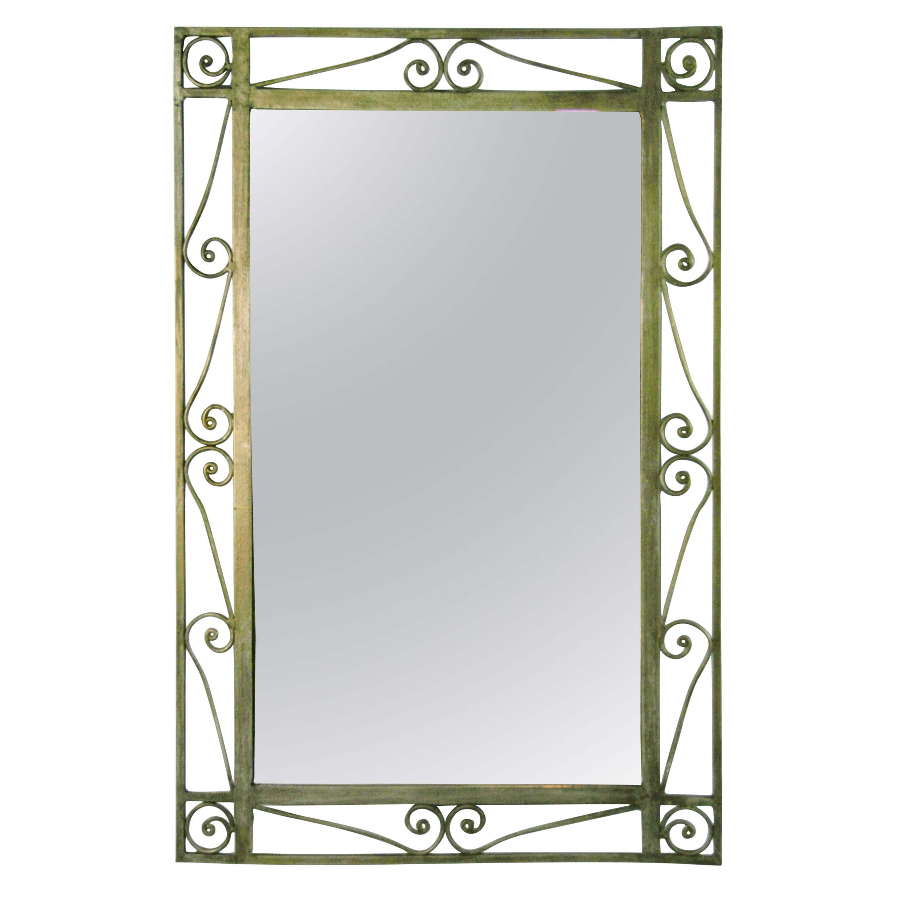Italian Gun Metal Scrolled Mirror For Sale