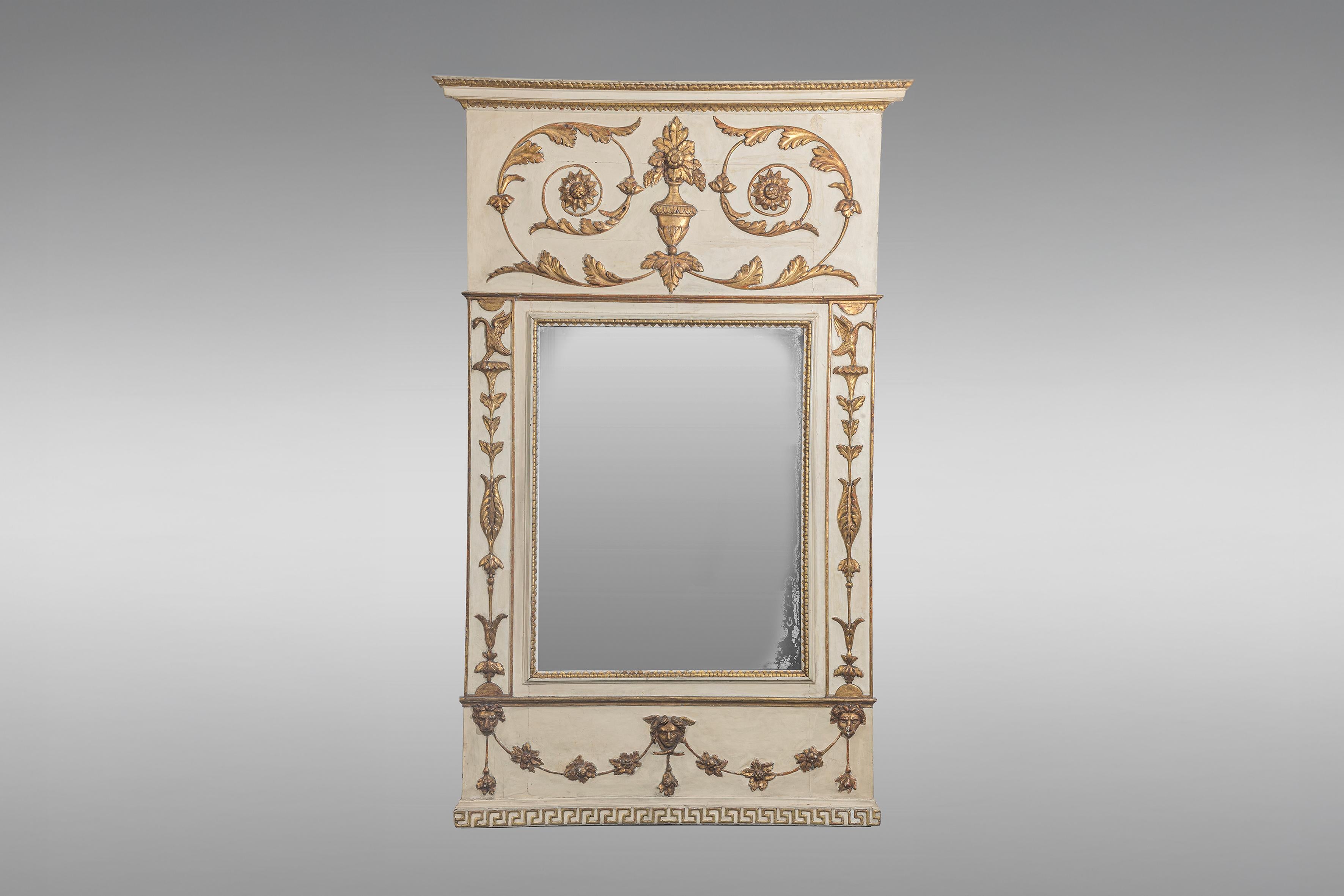 Italian half-moon console table and  mirror. Nineteen Century In Good Condition For Sale In Saint-Ouen, FR