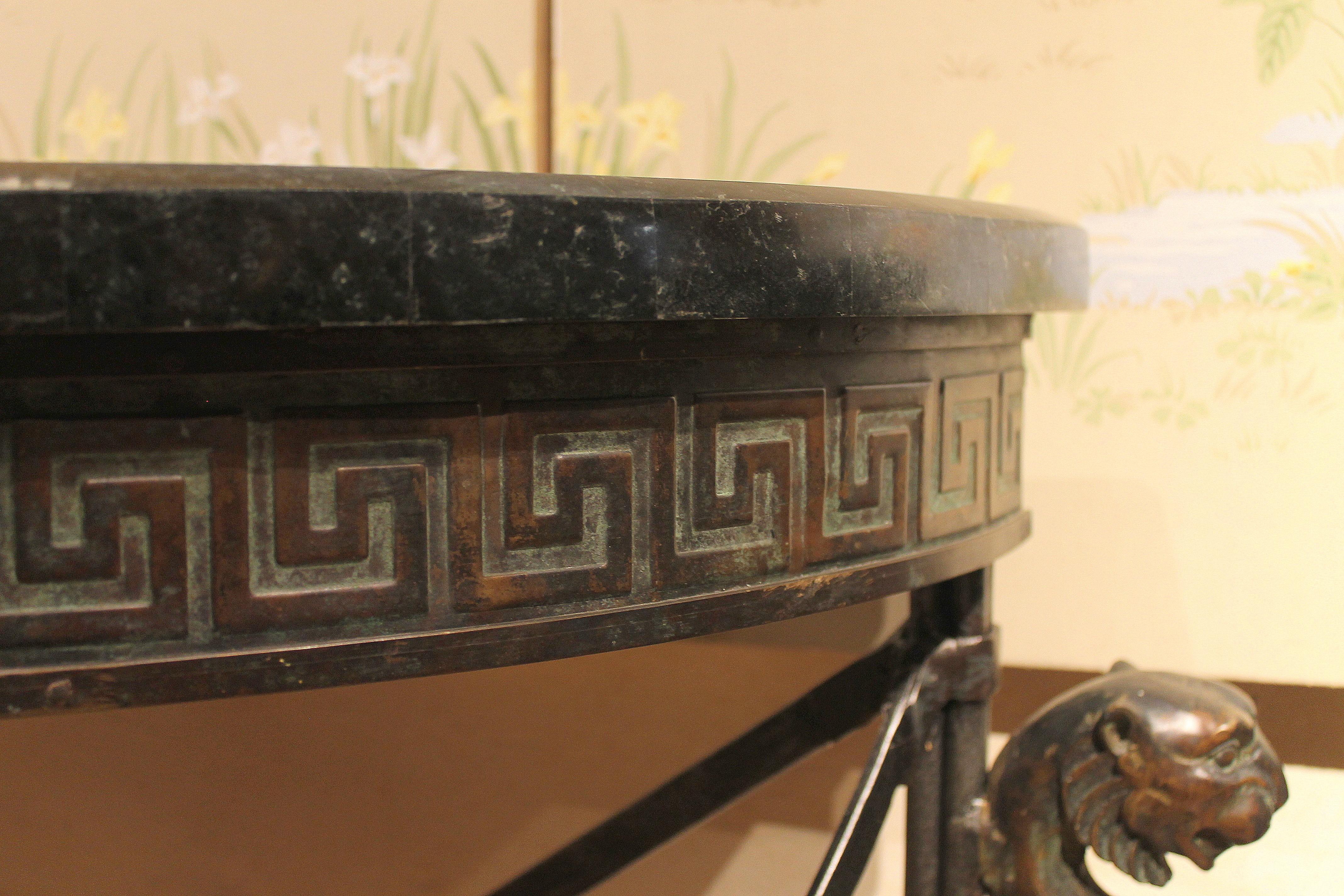 Italian Half Moon Design Wrought Iron Console Tables with Griffin and Marble Top 8