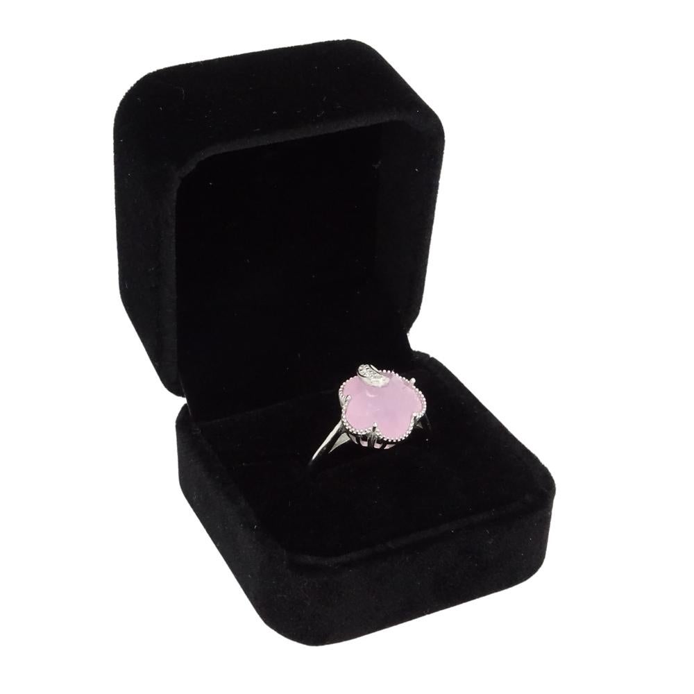Italian Half Moon Ring, Rose Quartz and Cubic Zirconia, 925 Sterling Silver In New Condition For Sale In VALLADOLID, ES