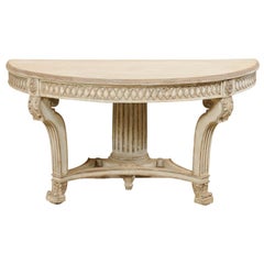 Italian Half-Round Nicely Carved Console Table from the Mid-20th Century