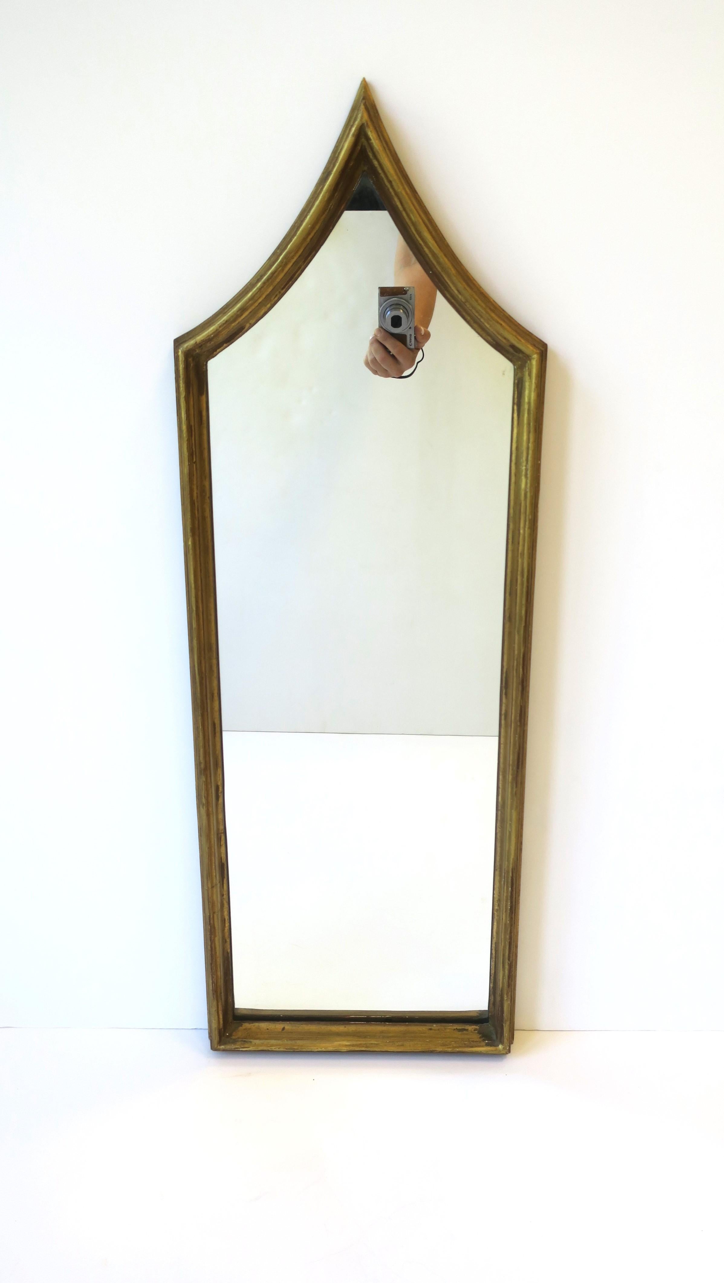 Gothic Italian Hall Foyer Wall Mirror with Gold Giltwood Frame For Sale