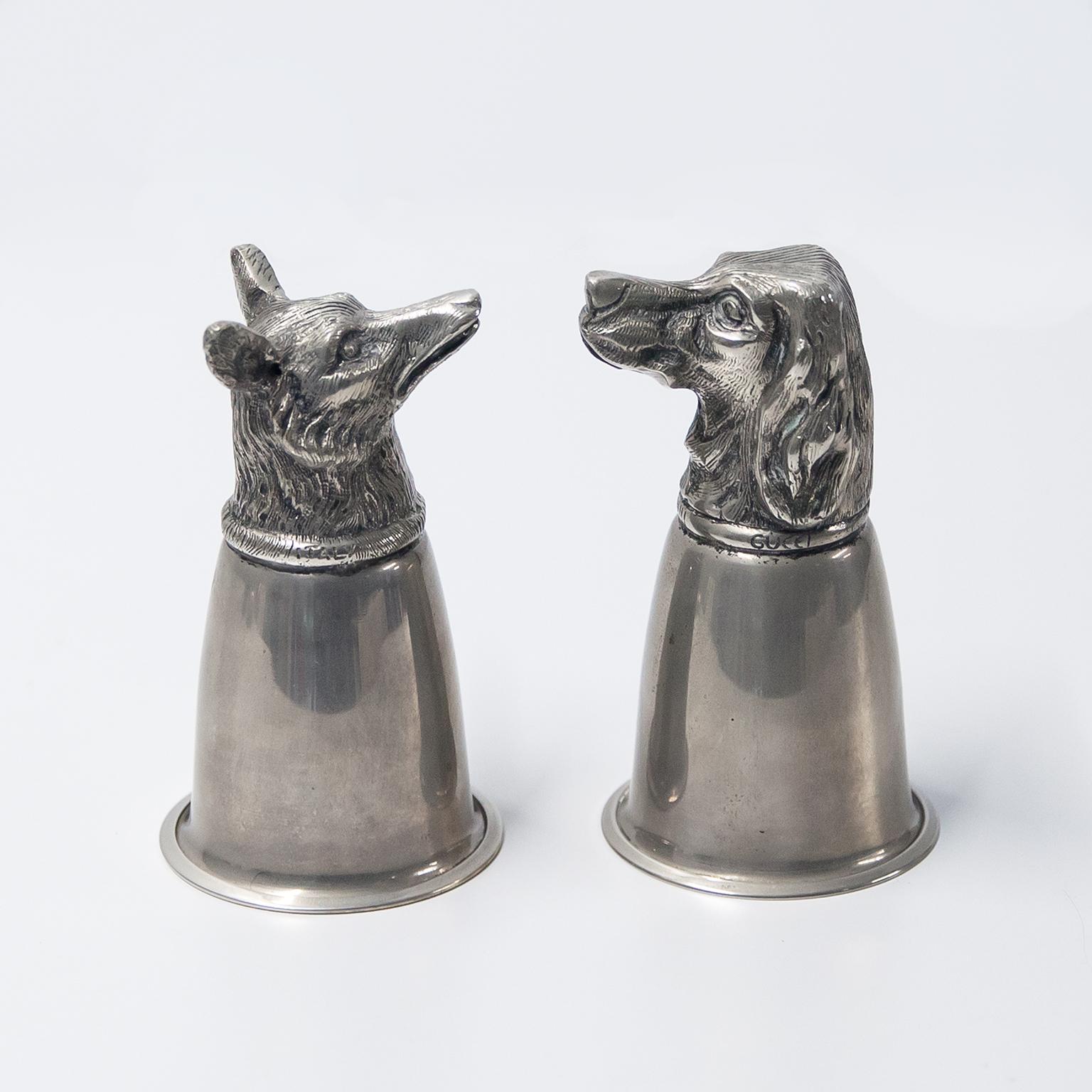 Etrivières italiennes en métal argenté de Gucci Hallmarked 1970s Bon état - En vente à Munich, DE