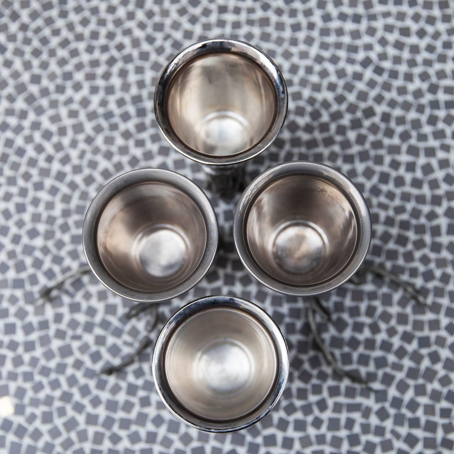 Metal Italian Hallmarked Gucci Silver Plated Stirrup Cups Marked, 1970s
