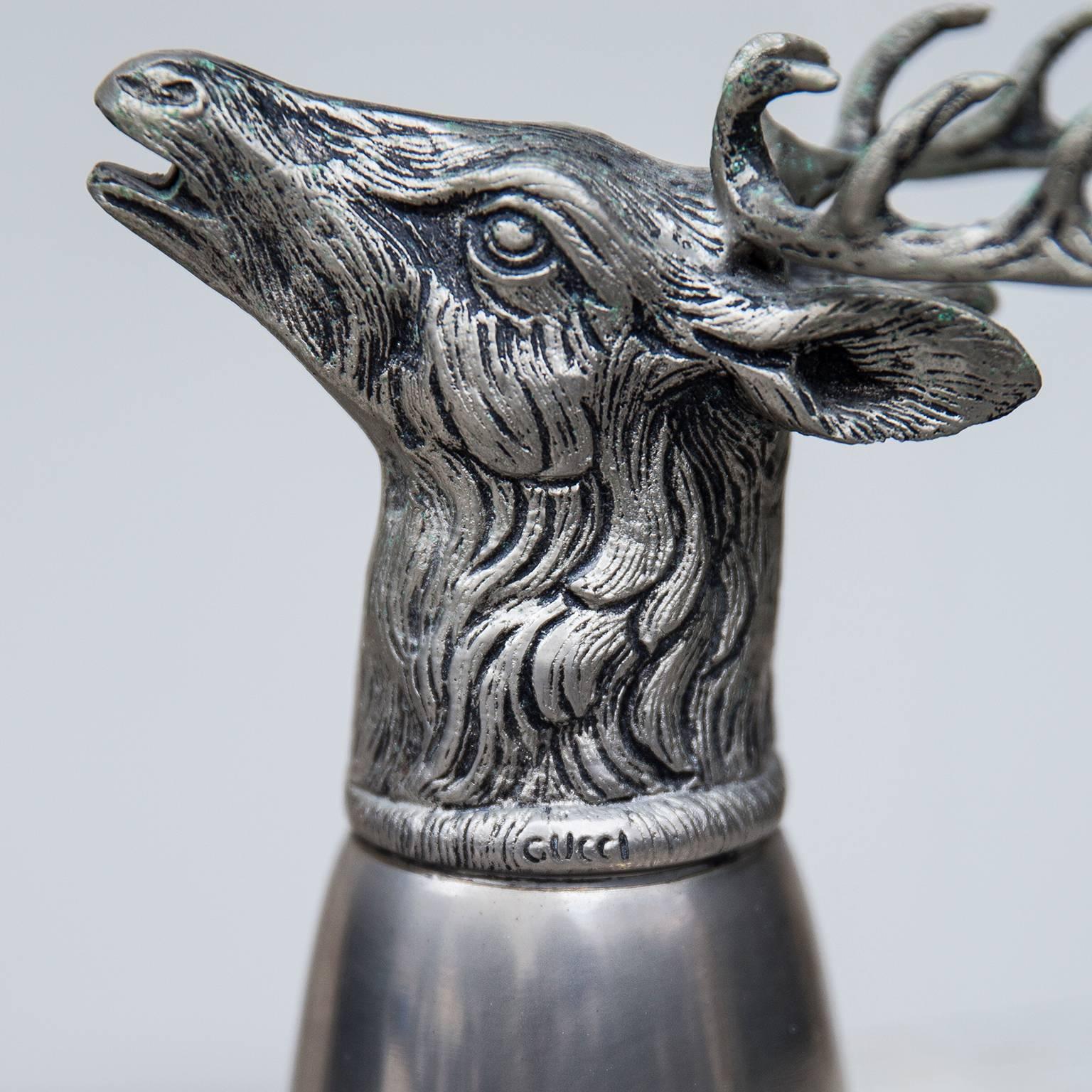 Italian Hallmarked Gucci Silver Plated Stirrup Cups Marked, 1970s 1