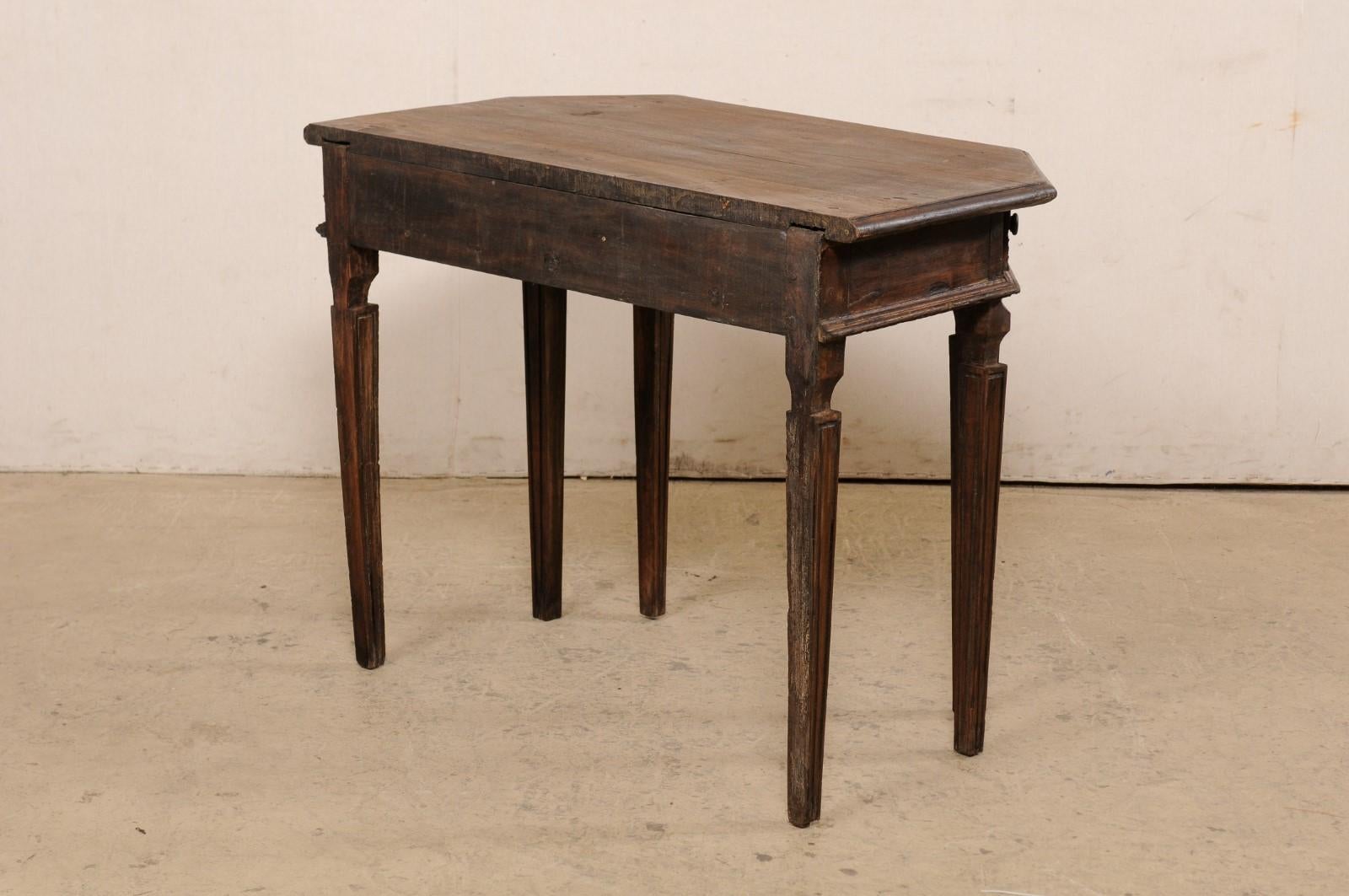 Italian Halved-Octagon Carved Walnut Demi-Console w/Drawers, 18th Century For Sale 3