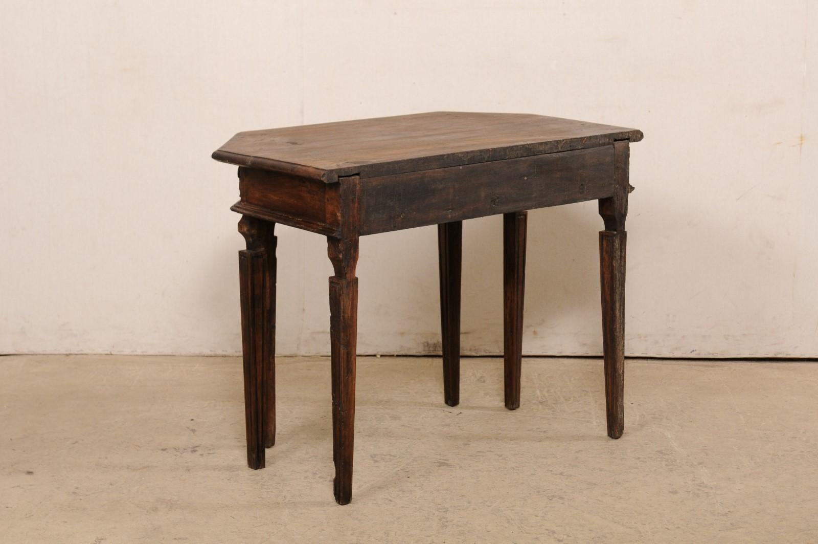 Italian Halved-Octagon Carved Walnut Demi-Console w/Drawers, 18th Century For Sale 5