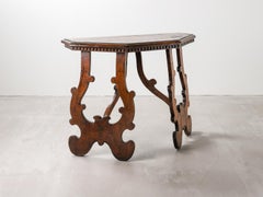 Italian Halved-Octagon Console with Canted Lyre-Legs