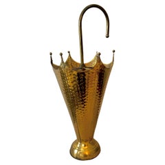 Italian Hammered Brass Umbrella Stand in the Shape of an Umbrella