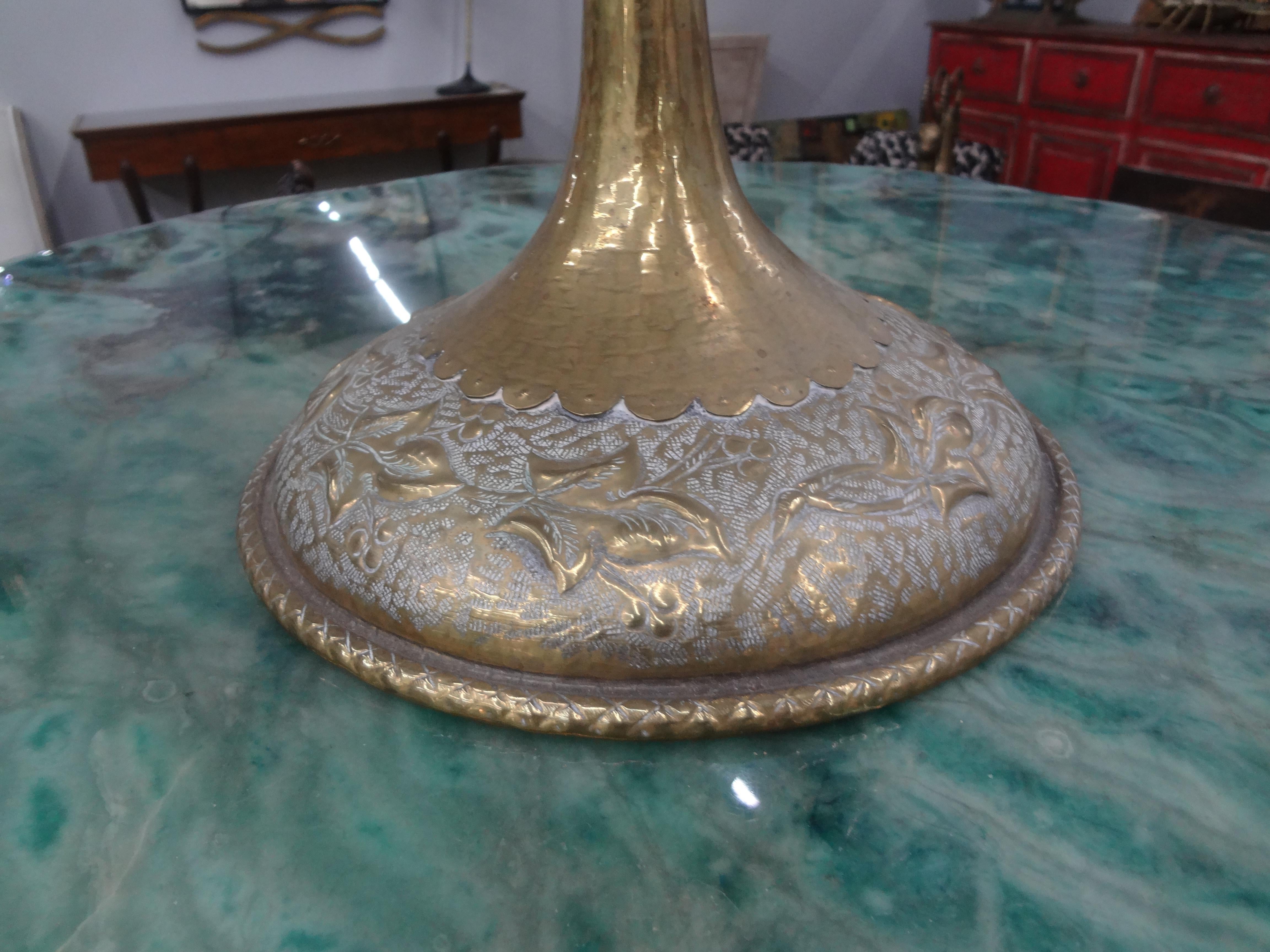 Art Deco Italian Hammered Brass Urn Or Vessel For Sale
