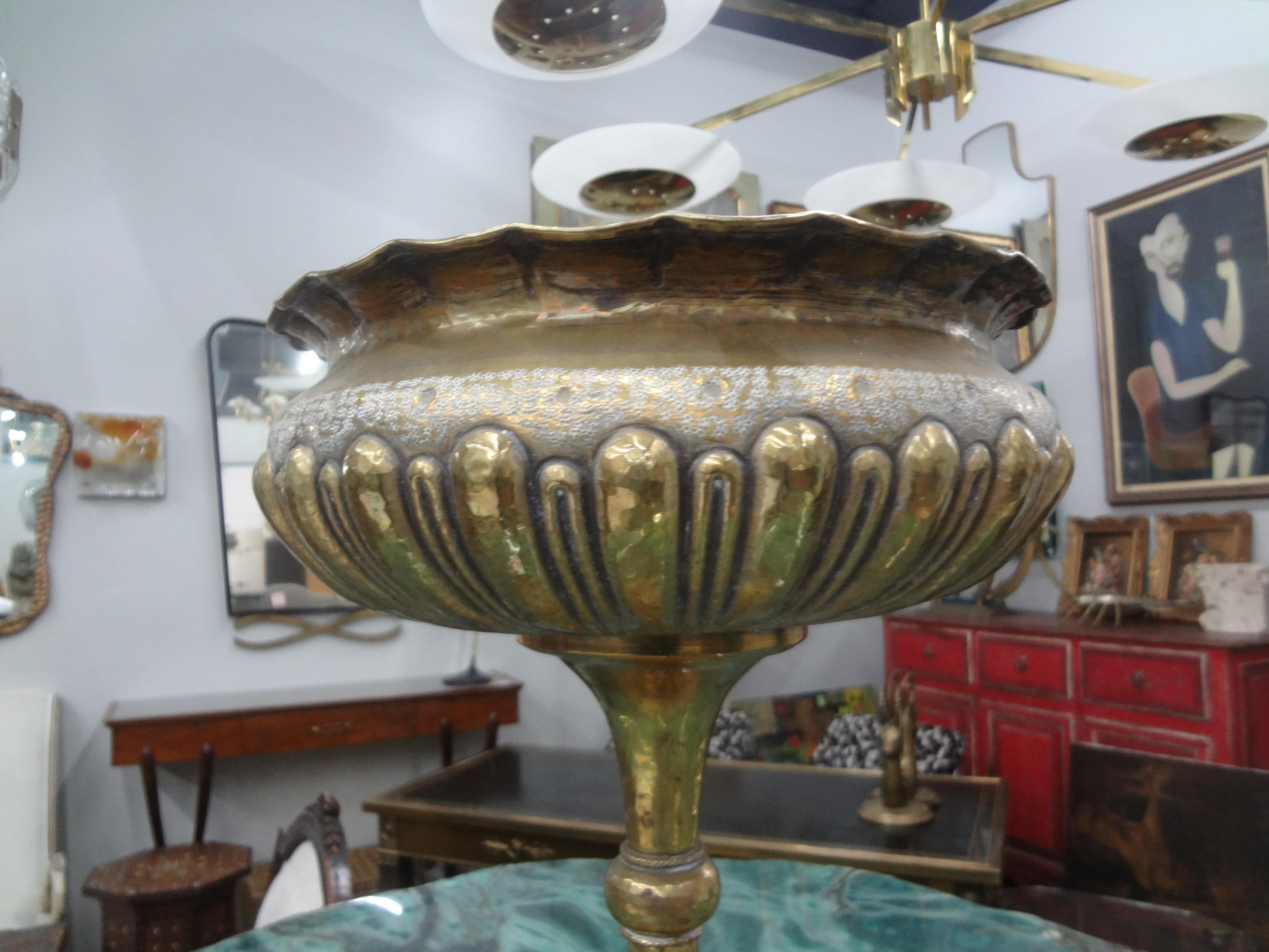 Mid-20th Century Italian Hammered Brass Urn Or Vessel For Sale