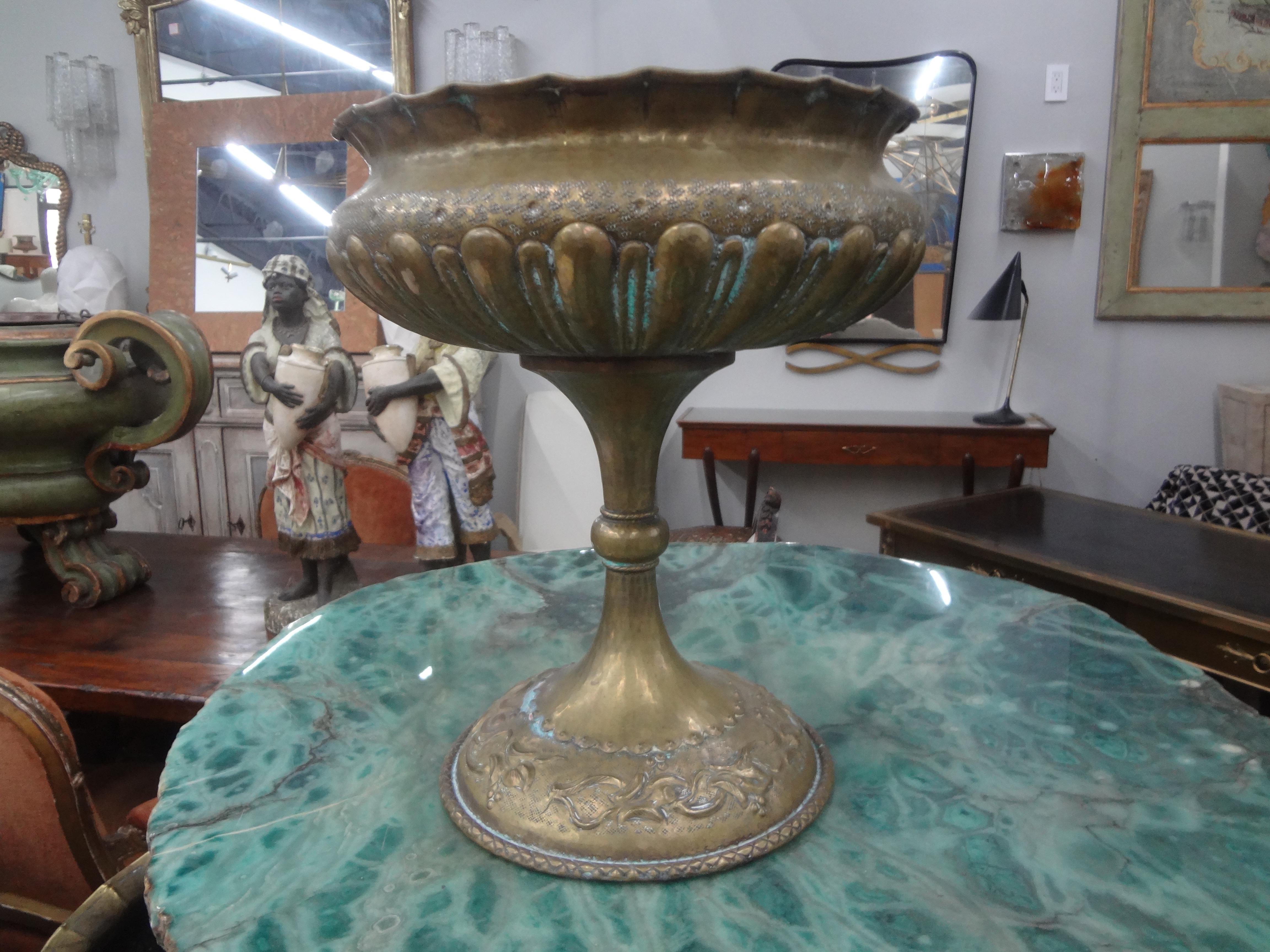 Italian Hammered Brass Urn Or Vessel For Sale 2
