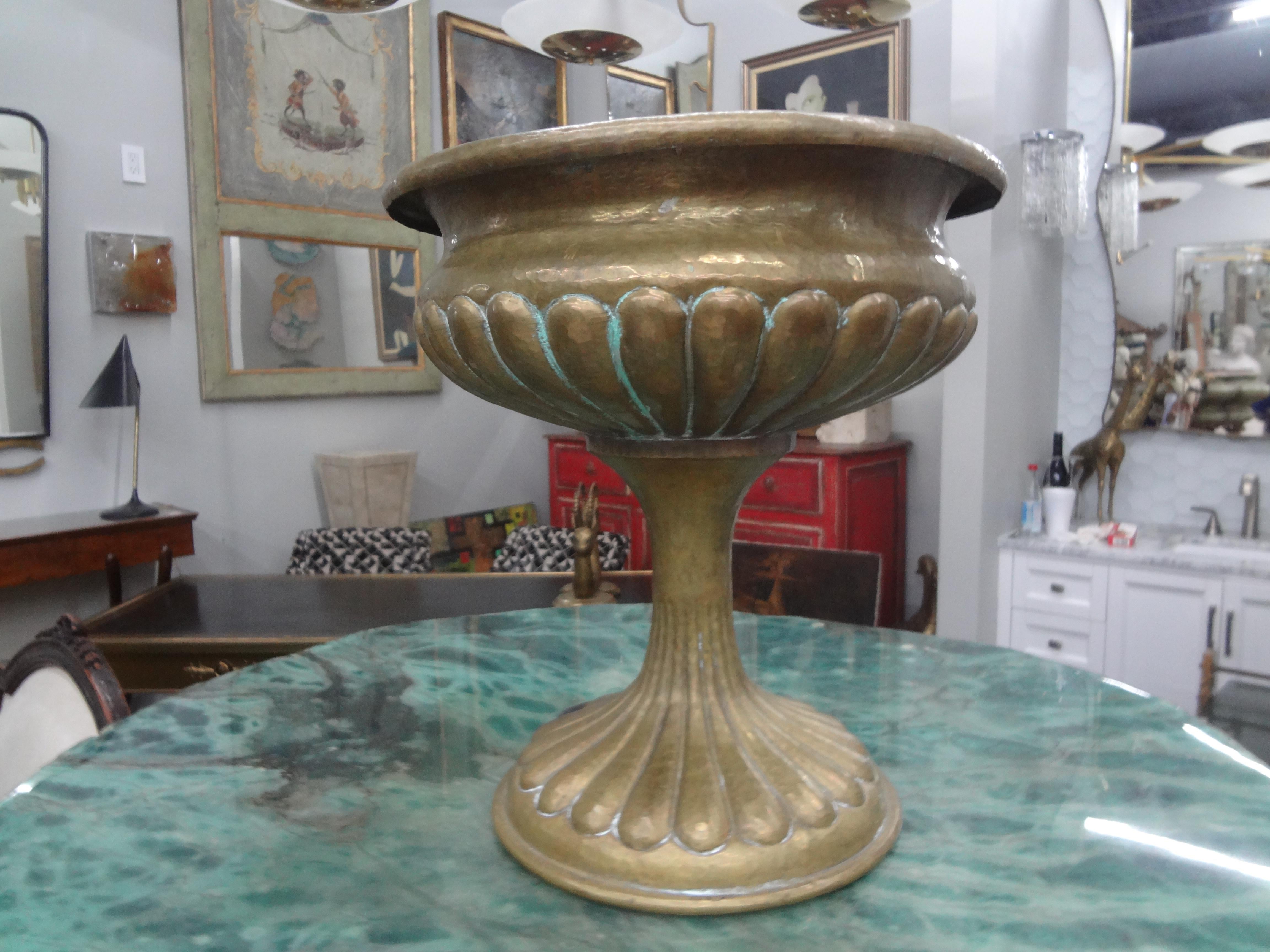 Italian Hammered Brass Urn Or Vessel For Sale 2