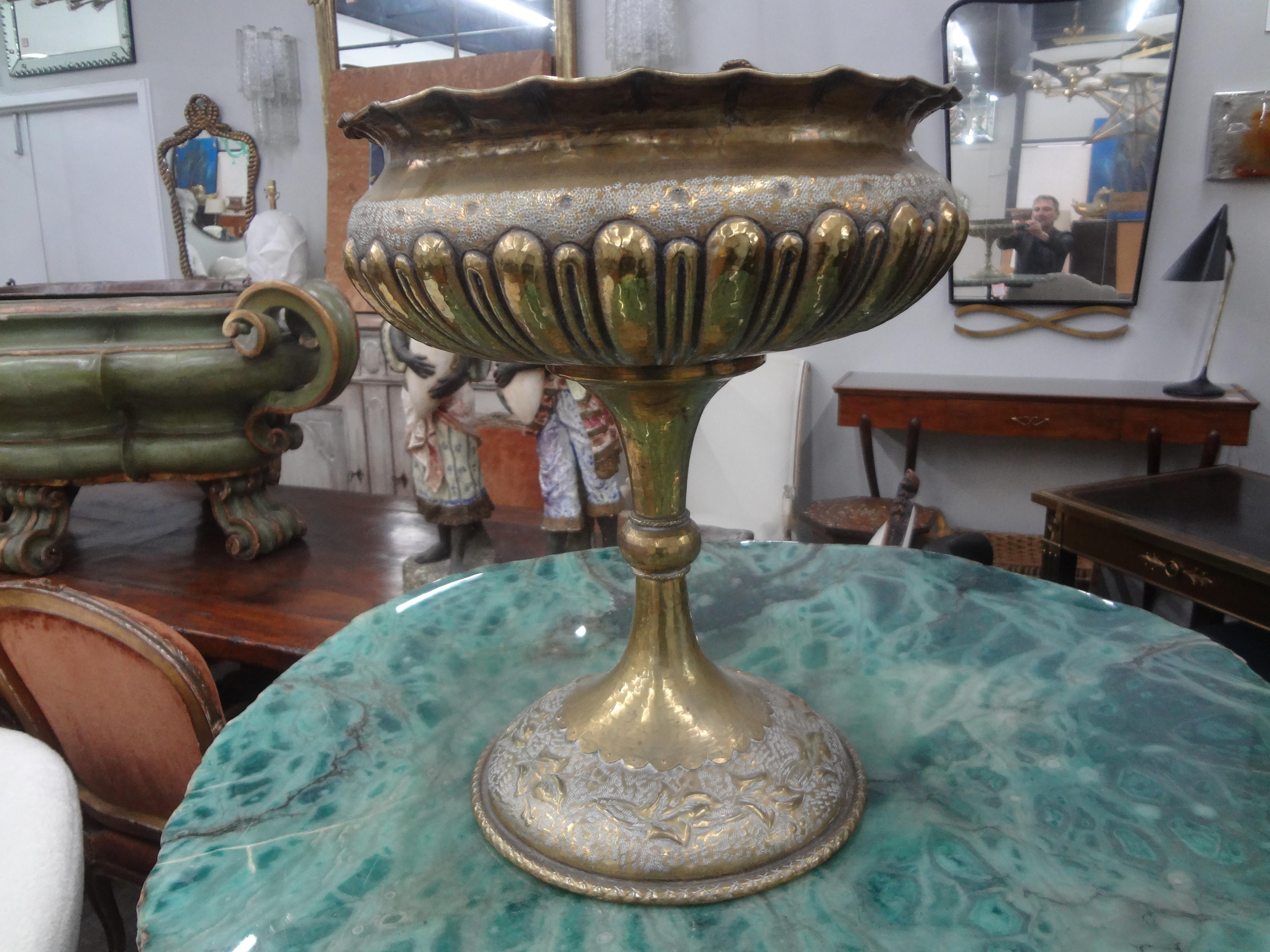 Italian Hammered Brass Urn Or Vessel For Sale 3