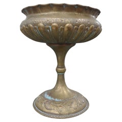 Used Italian Hammered Brass Urn Or Vessel
