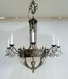 Italian Hammered Iron Chandelier by Fabio Ltd