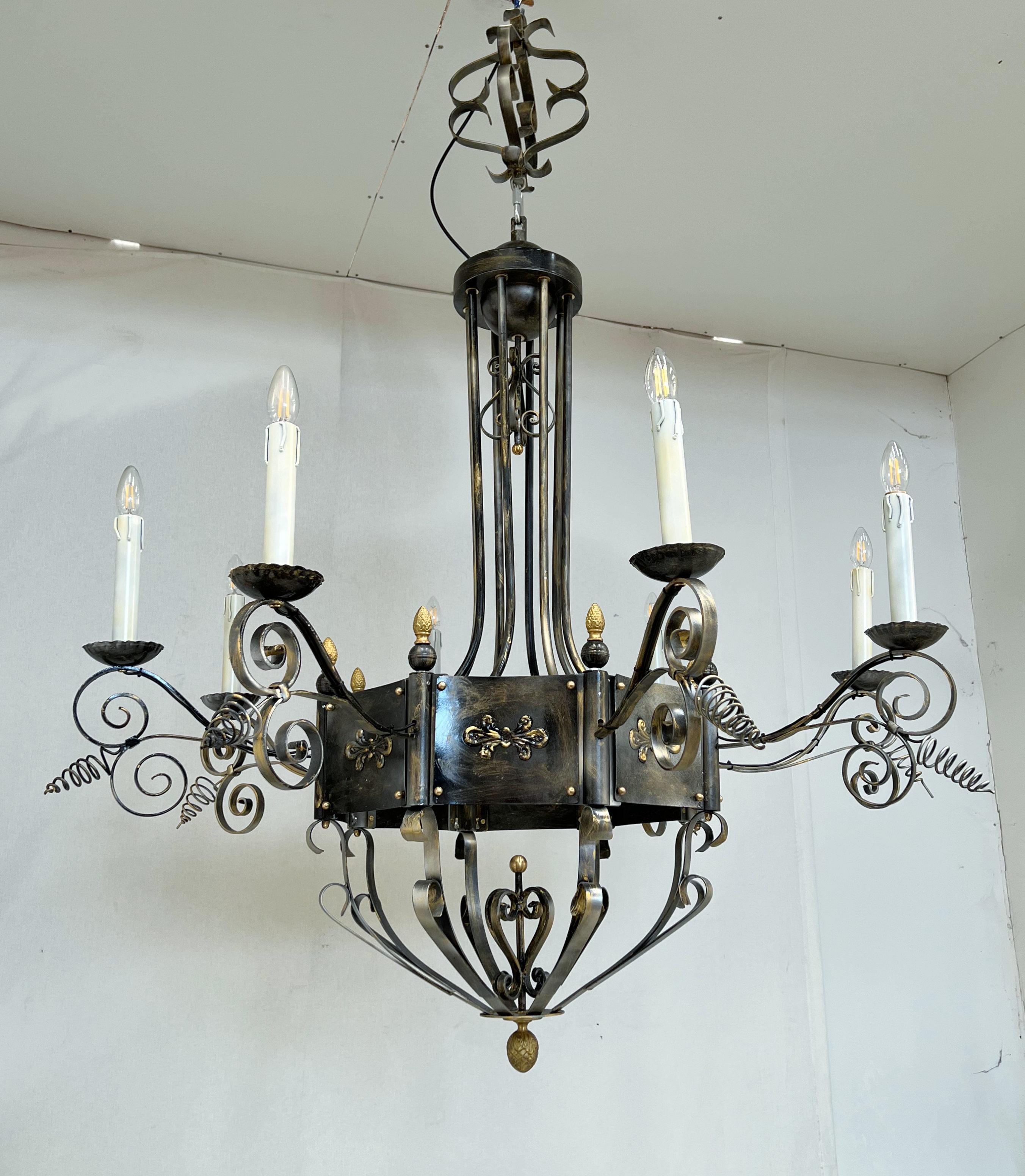 Italian Hammered Iron Chandelier by Fabio Ltd For Sale 1