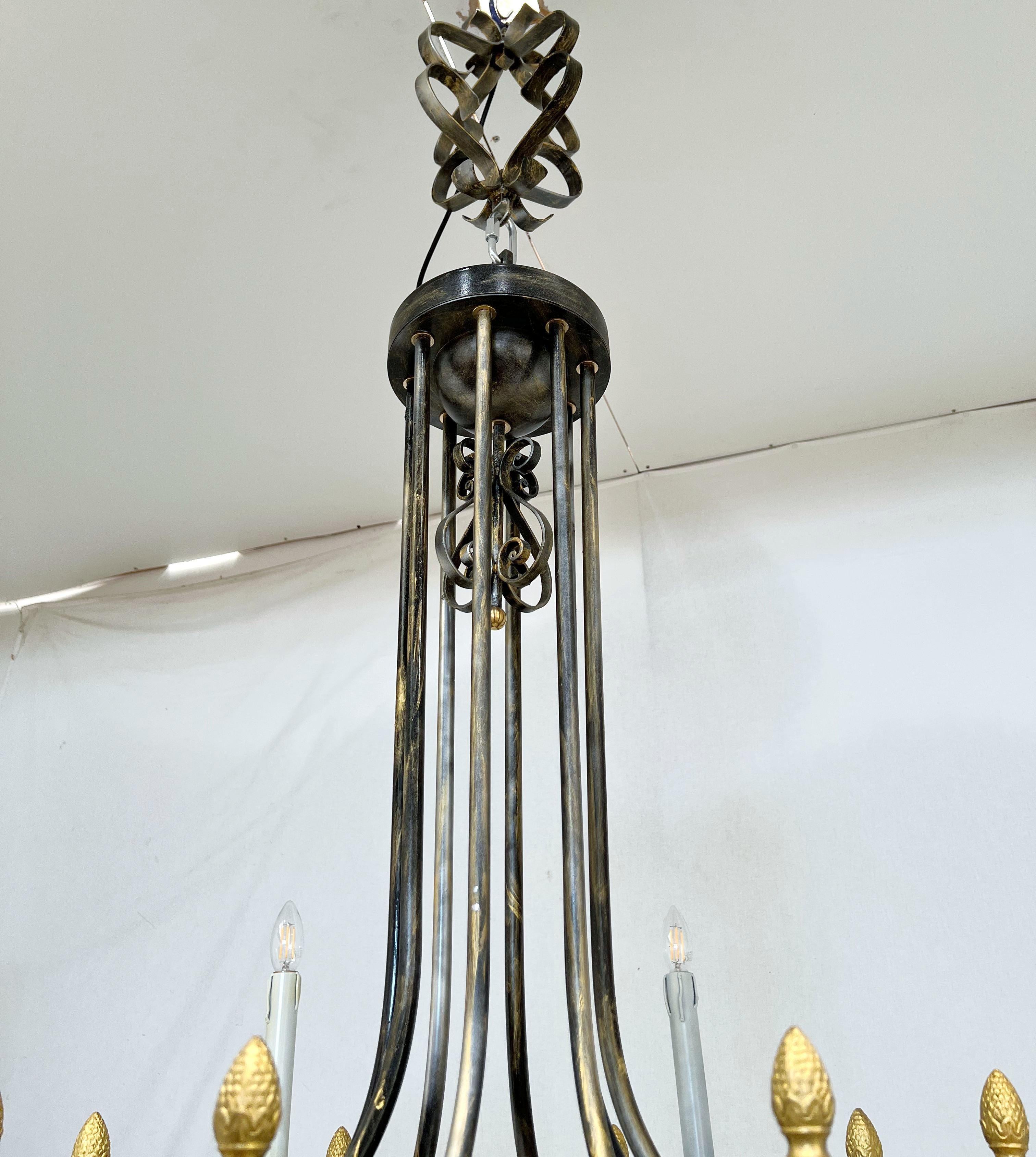 Italian Hammered Iron Chandelier by Fabio Ltd For Sale 5