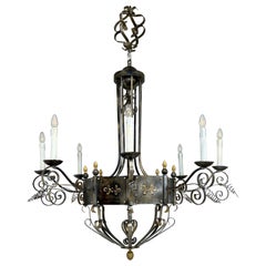 Lampadario italiano in ferro martellato di Fabio Ltd