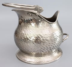 Italian Hammered Silver Plate Helmet Coal Scuttle Jardiniere Planter Wine Cooler