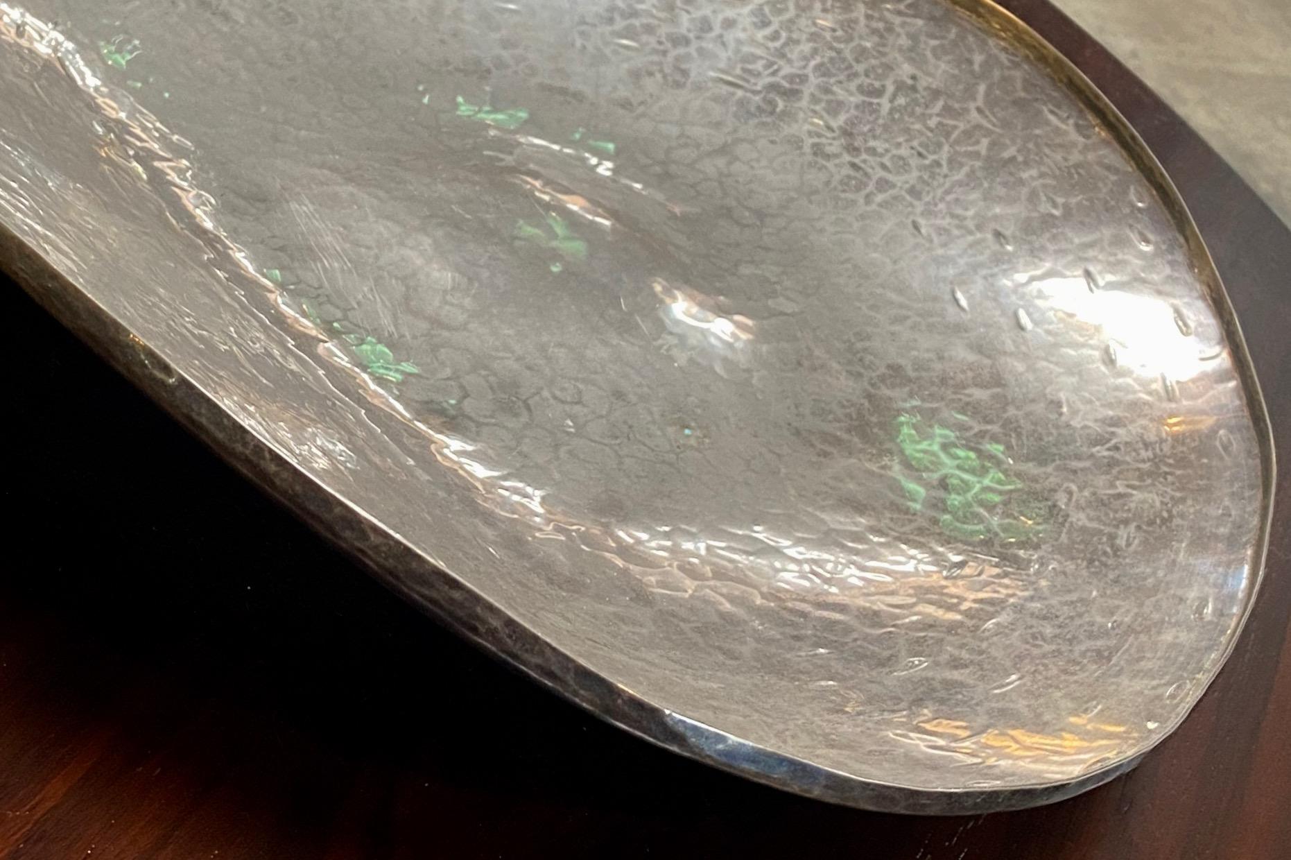 Italian Hammered Solid Silver Bowl or Tray, 1950s 2