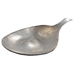 Italian Hammered Solid Silver Bowl or Tray, 1950s