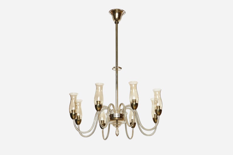 Murano glass chandelier
Italy, 1960s
8 arms with candelabra sockets.