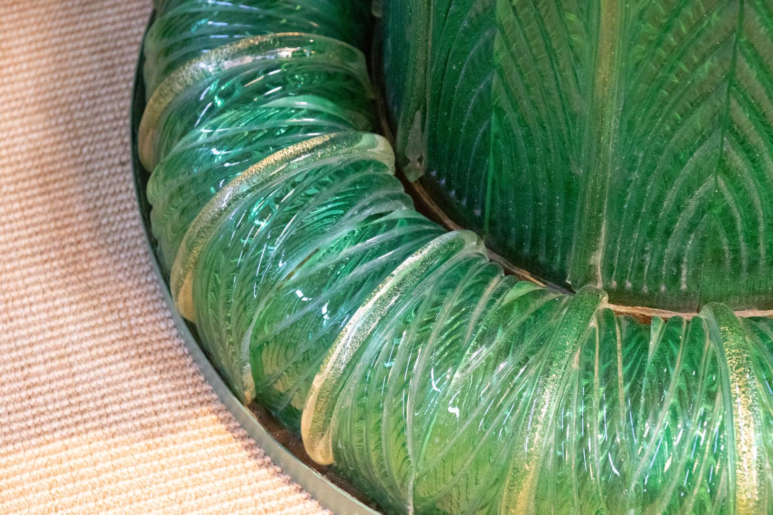 Green leaf design Murano glass fountain from the 1940s.
  