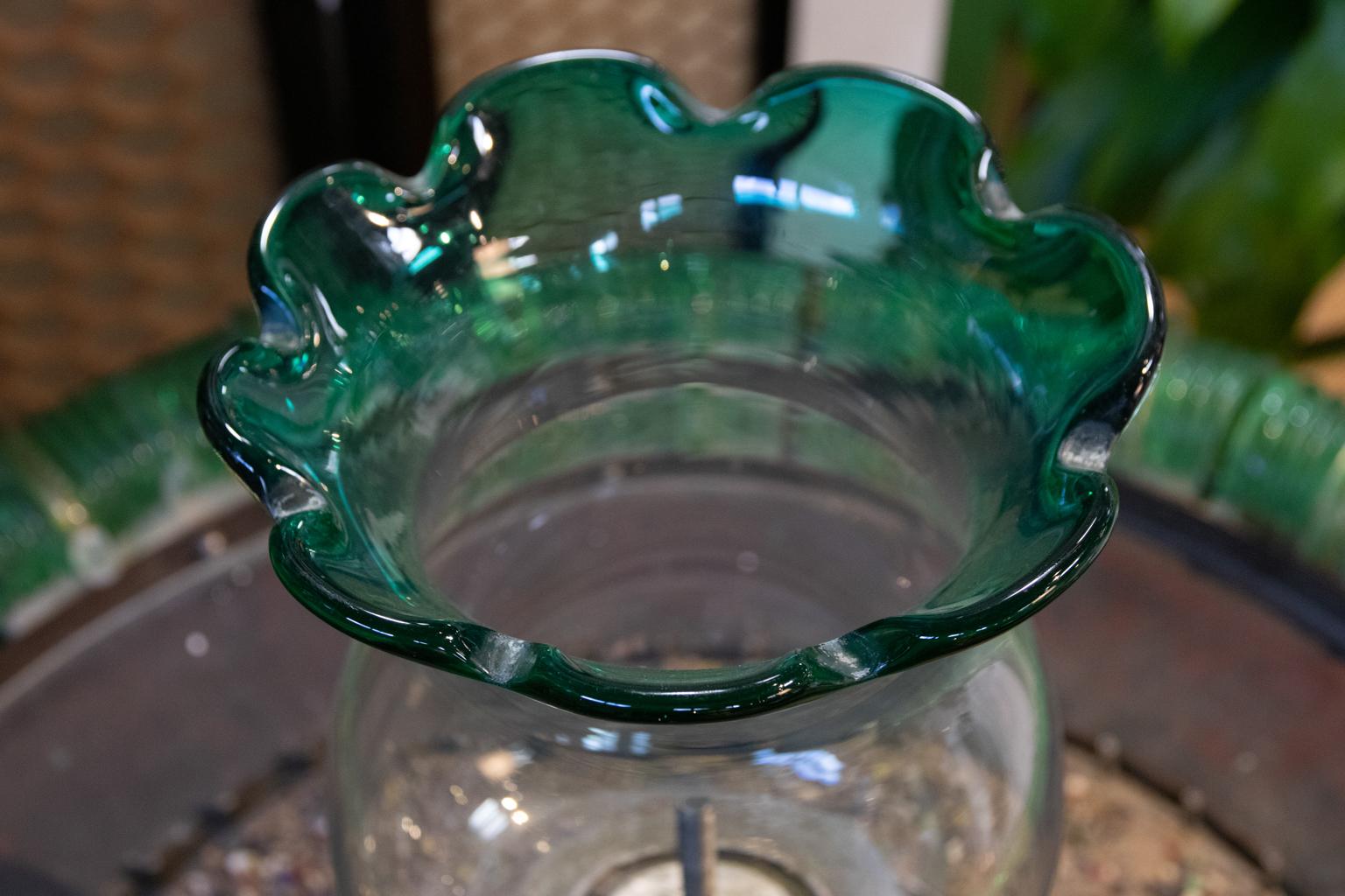 Italian Hand Blown Green Murano Glass Fountain For Sale 2